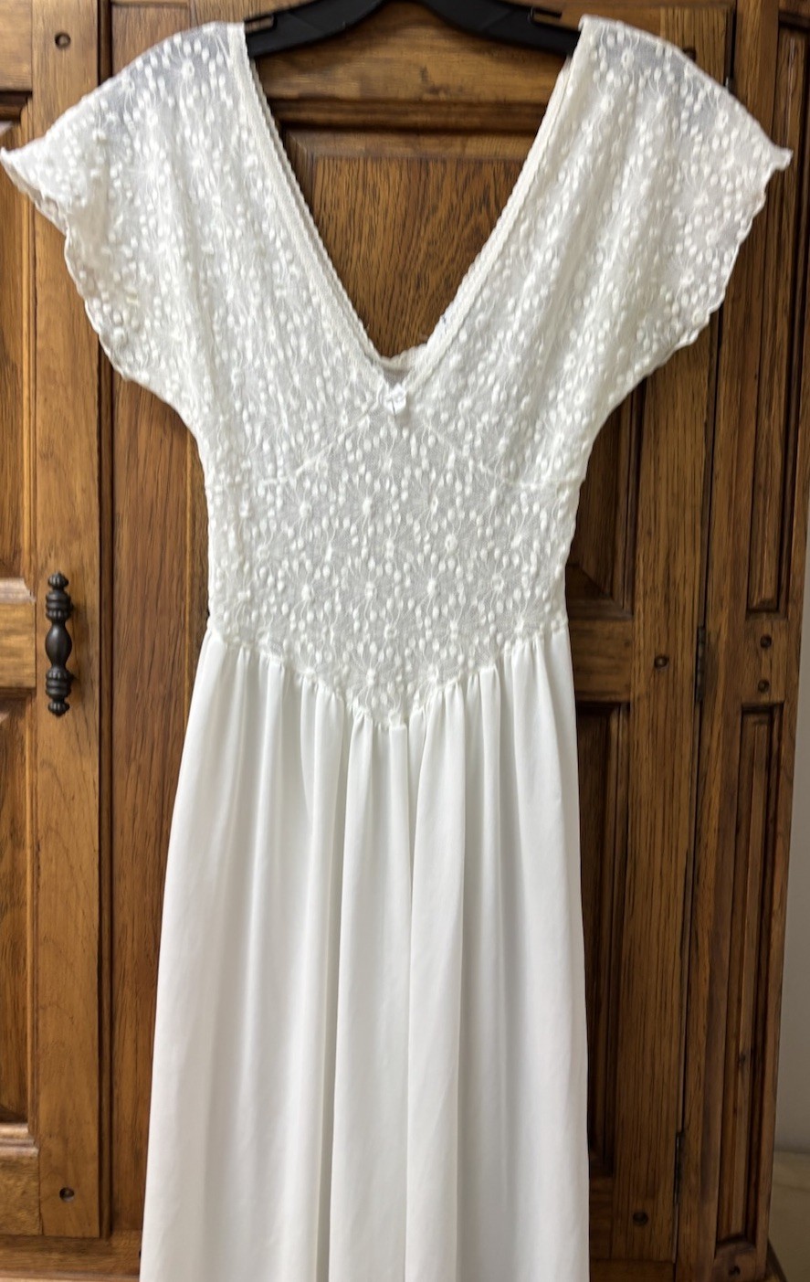 Vintage Intimate Moments White Lace Bodice & Nylon Nightgown Lingerie Medium