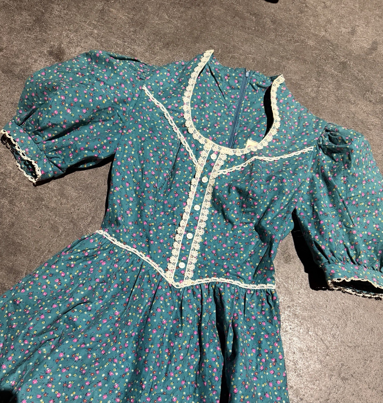Vintage 1970s Candi Jones California Prairie Boho Floral Dress Cottage Core
