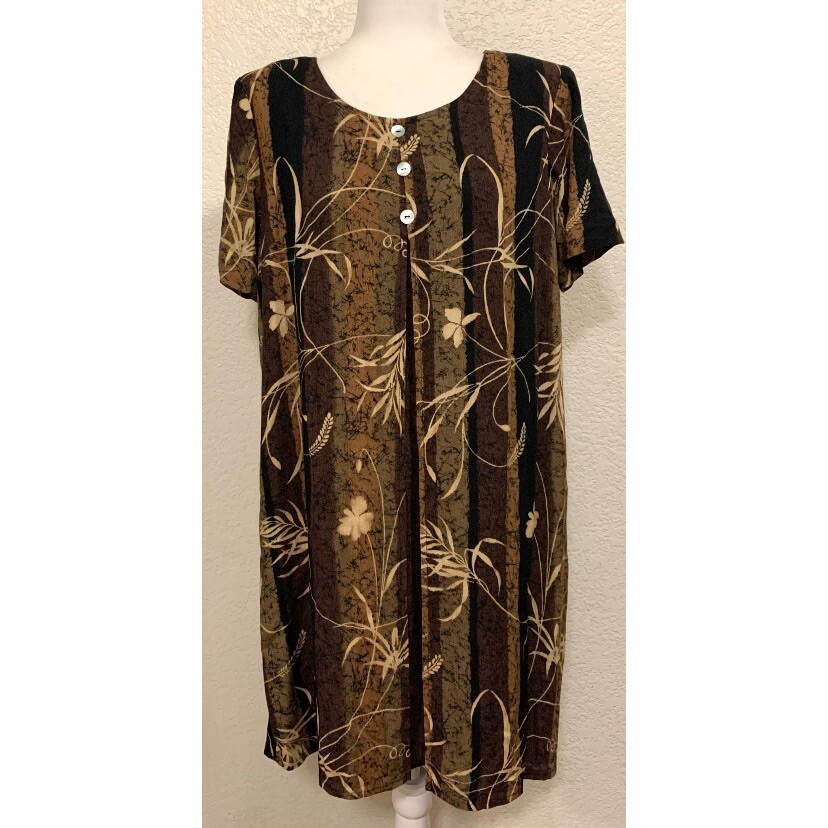 Rabbit Designs Vintage 80s Brown Shirt Shift Dress Women’s 10P
