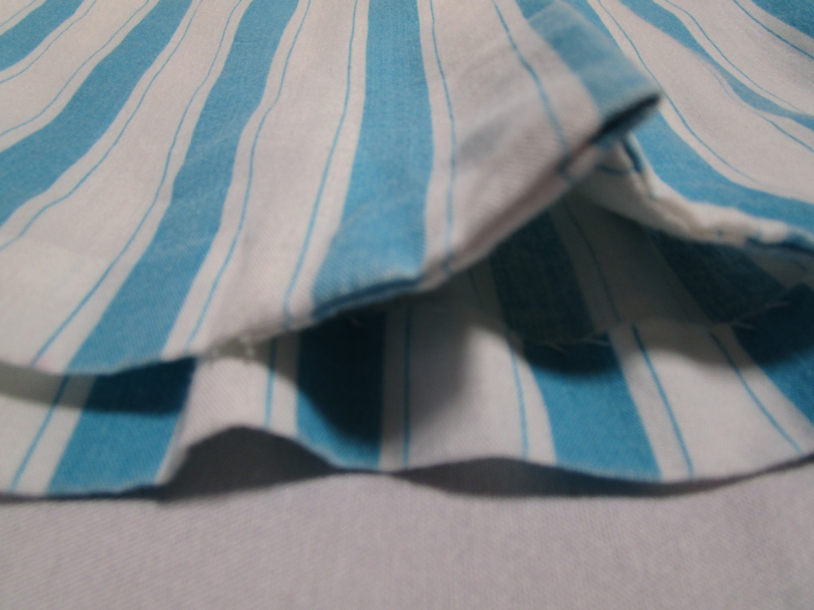 Handmade Vintage Single Stitch Light Turquoise Button Up Short Sleeve Blouse L