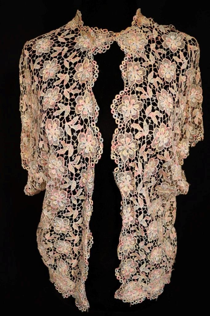 Vintage 1940’s French Silk Lace Shoulder Jacket Size Med-Large Excellent Cond