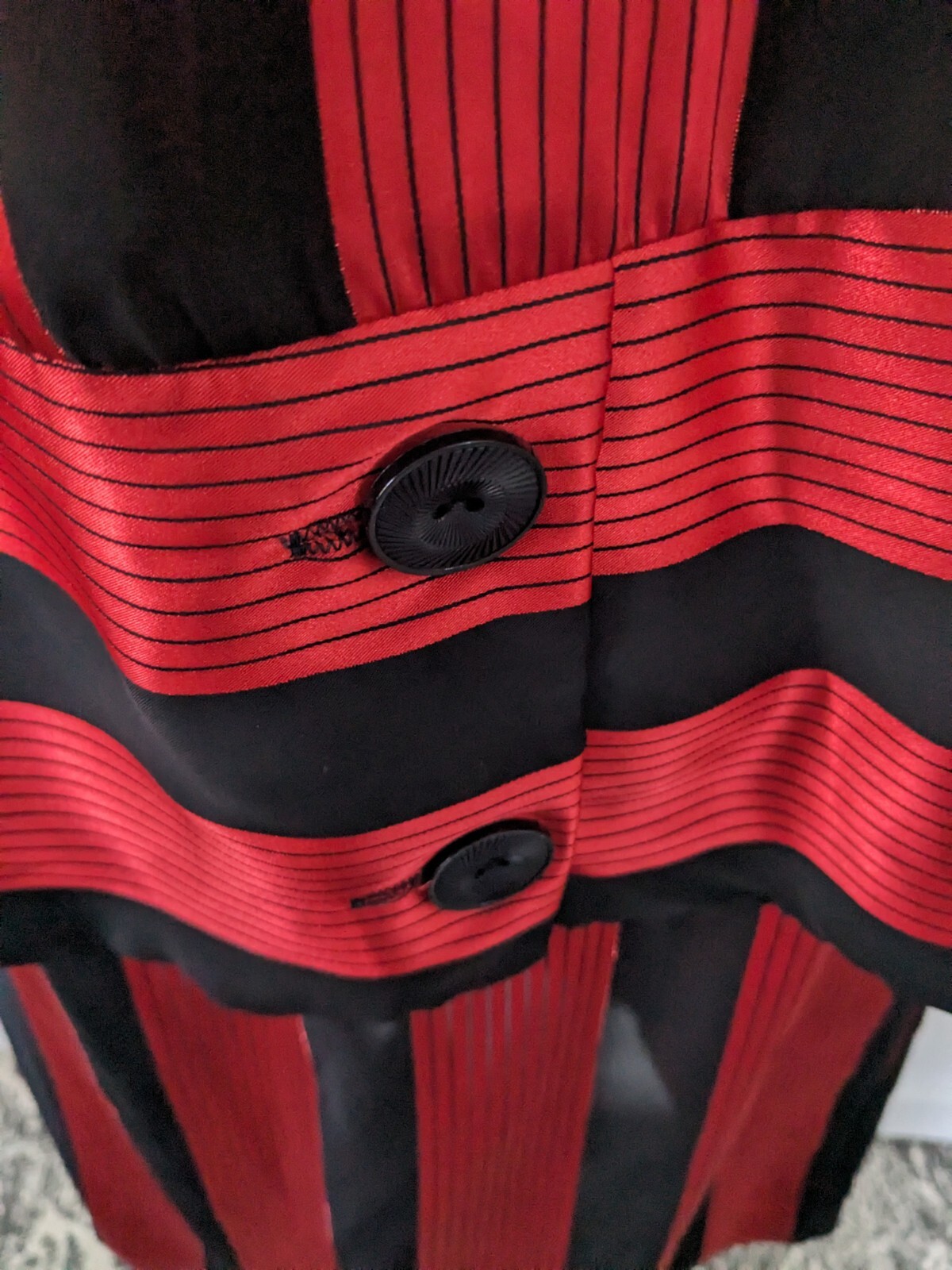 Lorac Original Dress Women’s L/XL Vtg 80s Red Black Stripe Drop Waist Nostalgic