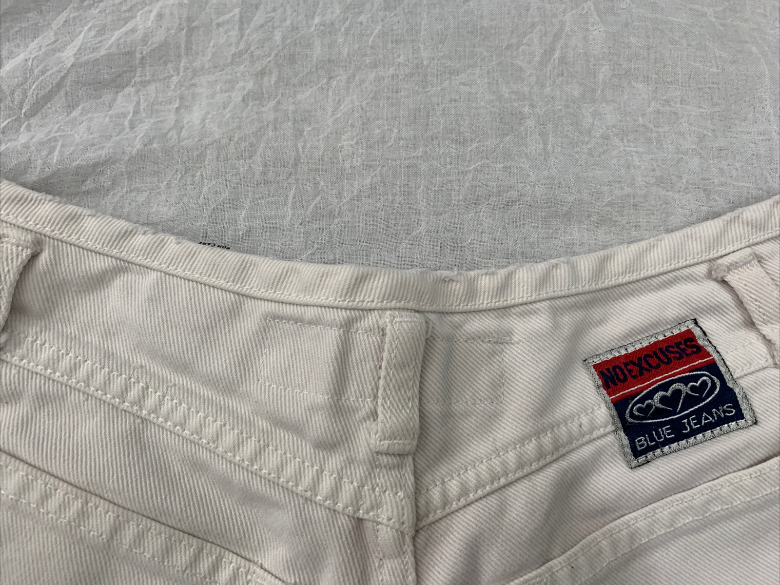 No Excuses Women’s Junior’s Size 5/6 White Denim Jean Shorts Button Fly Vintage
