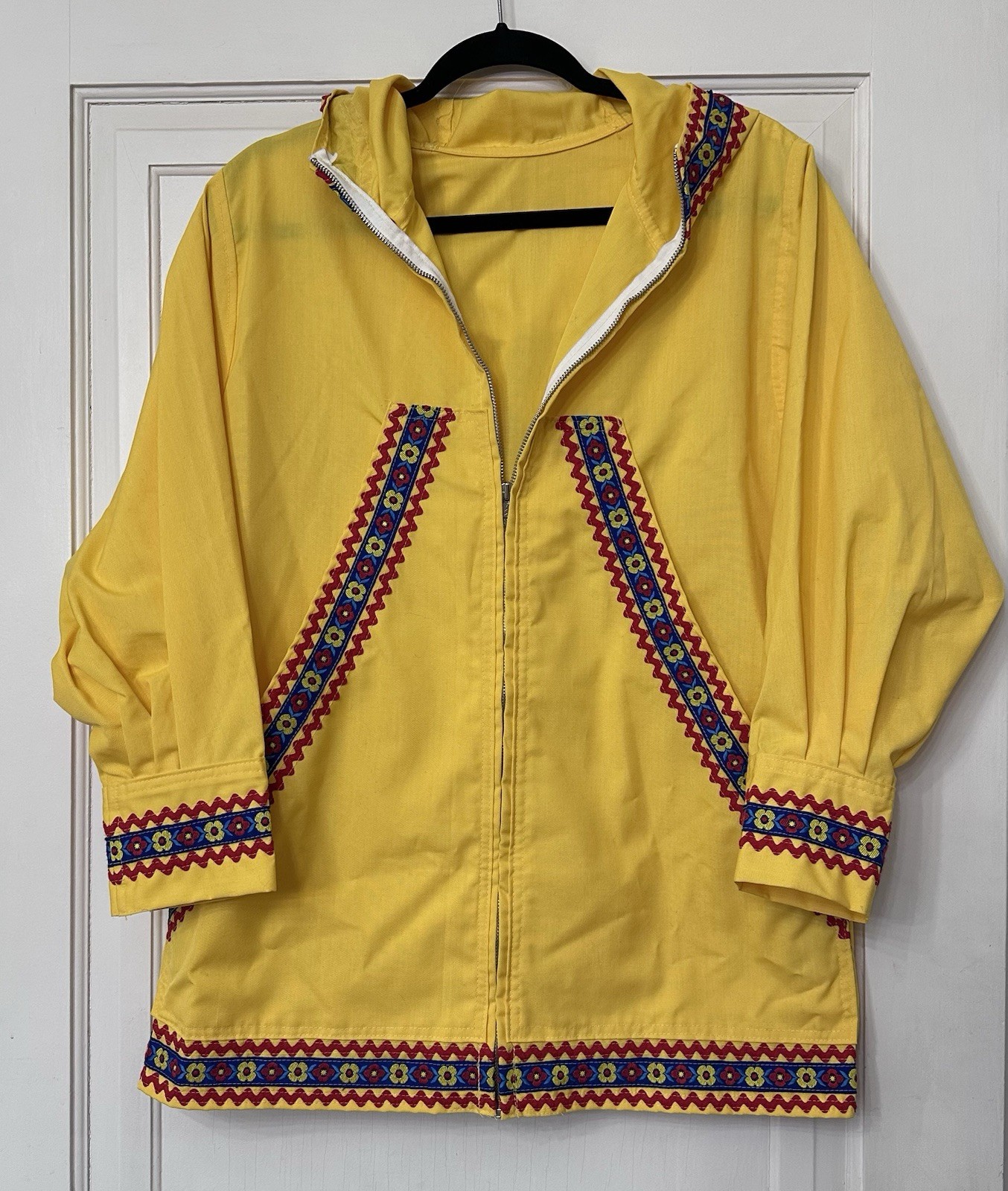 Vintage Laura Wright Alaskan Parky Jacket Yellow Hooded Folk Art Handmade Alaska