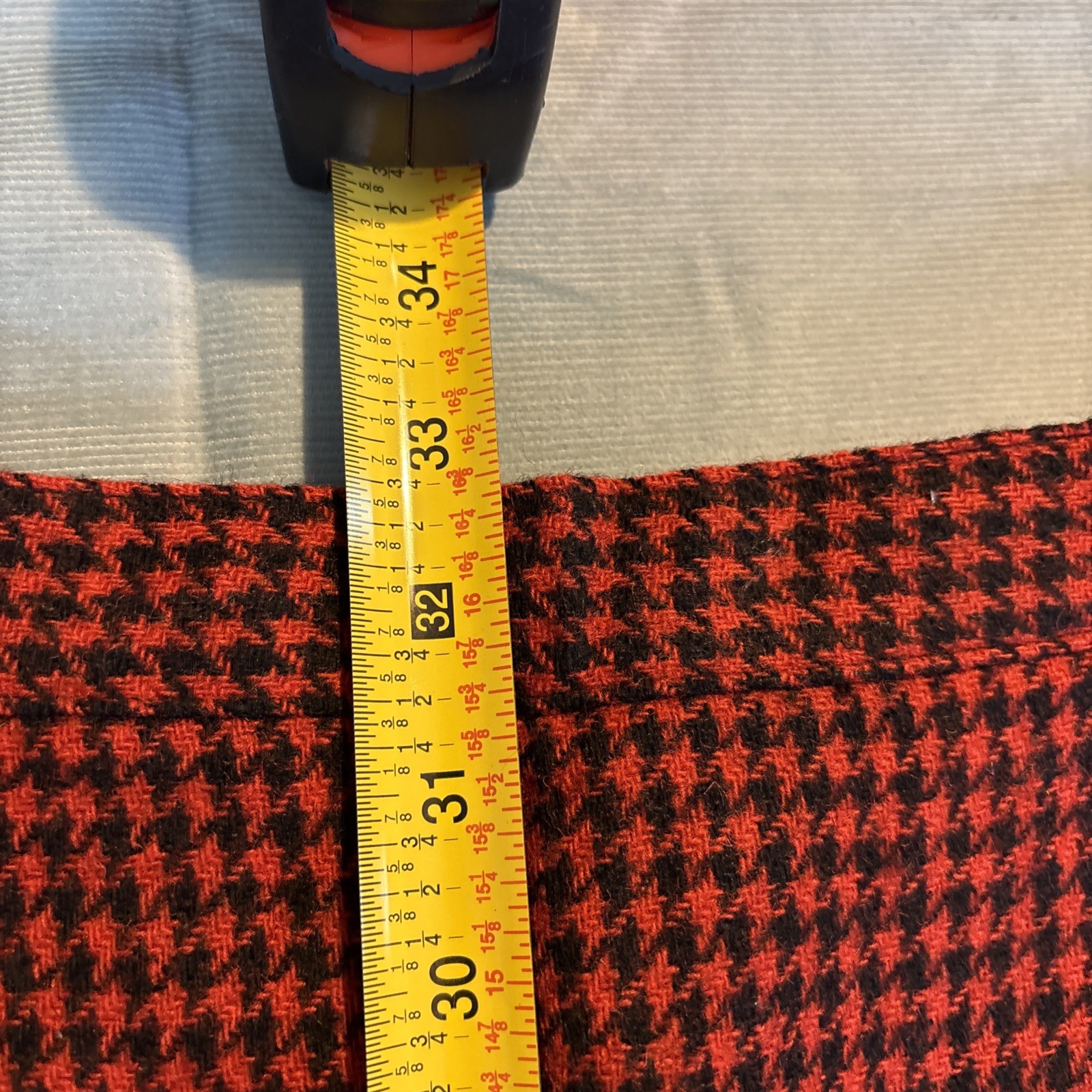 Vintage Brooks Brothers Red Houndstooth Wool Skirt