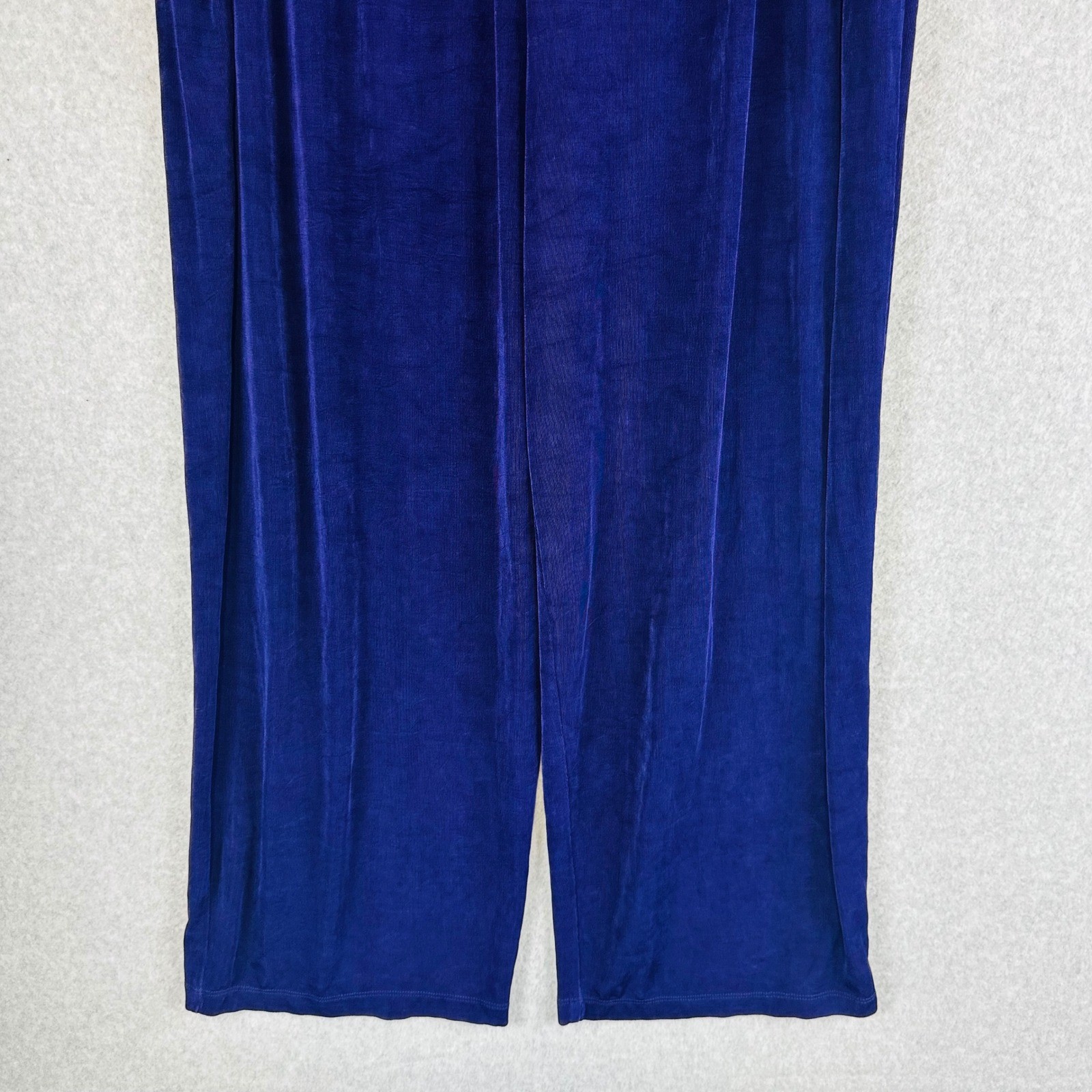 Vikki Vi Womans 3X Petite Wide Leg Pants Pull On Stretch Purple Slinky Travel
