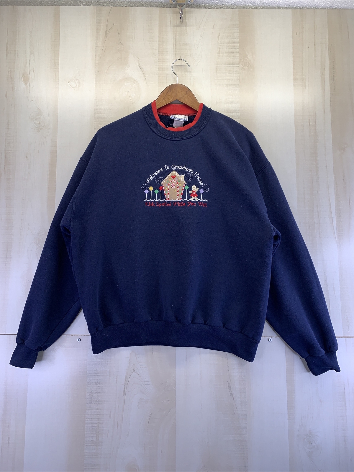Vintage Endless Designs Welcome To Grandama Sweatshirt Ginger Bread House Sz L