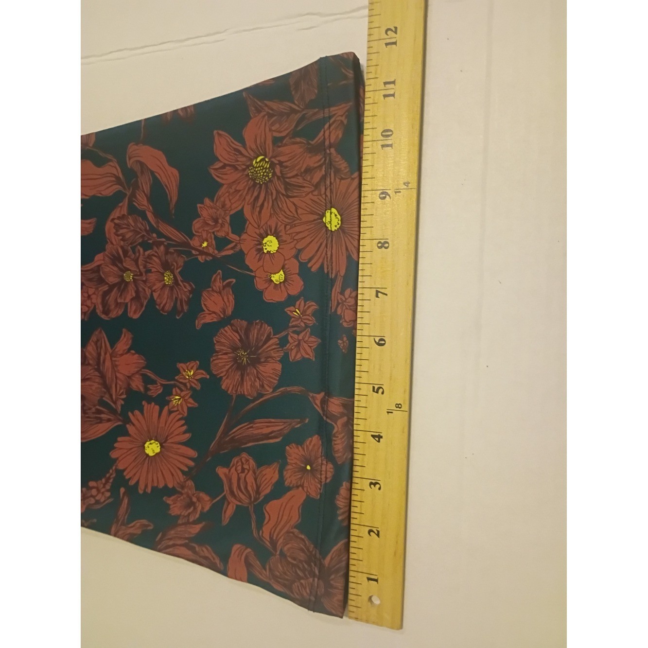 High-Rise Floral Flare Pants in Aqua Green and Rust Sz L