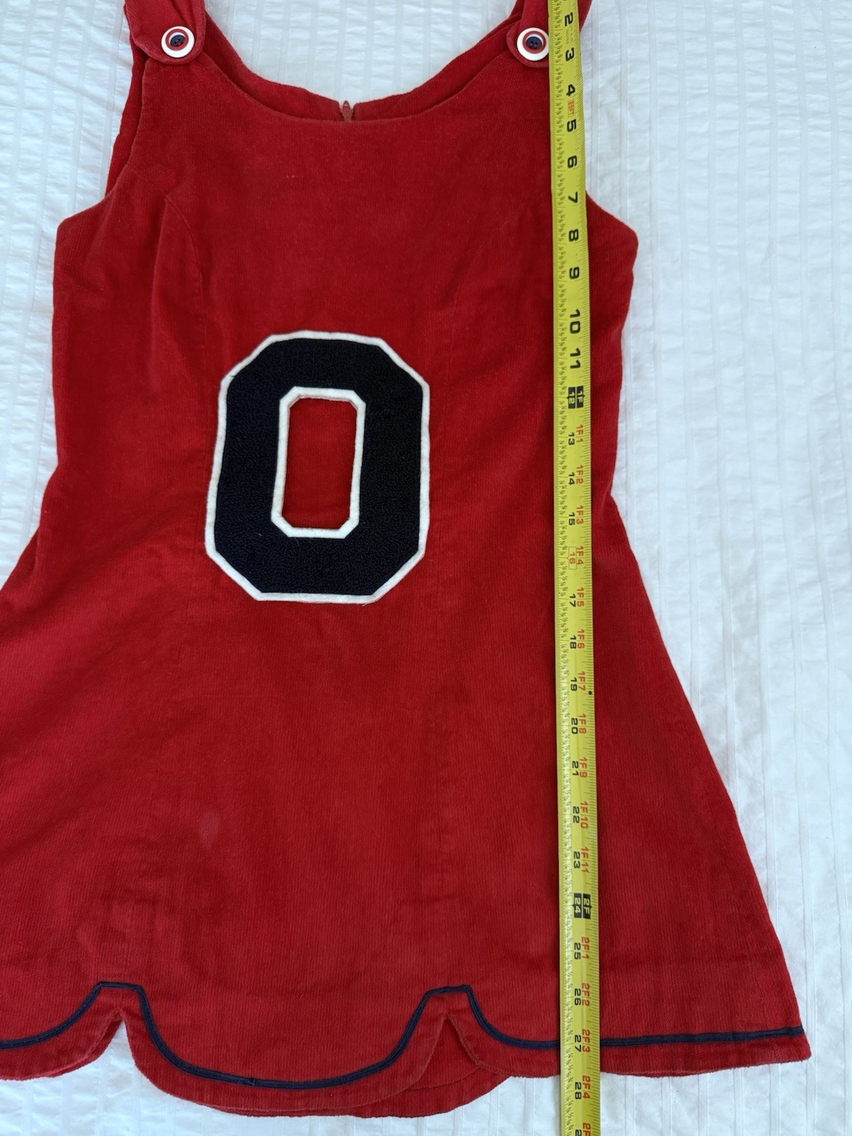 Woman’s Vintage Red And Navy Blue Corduroy Cheerleading Outfit Set