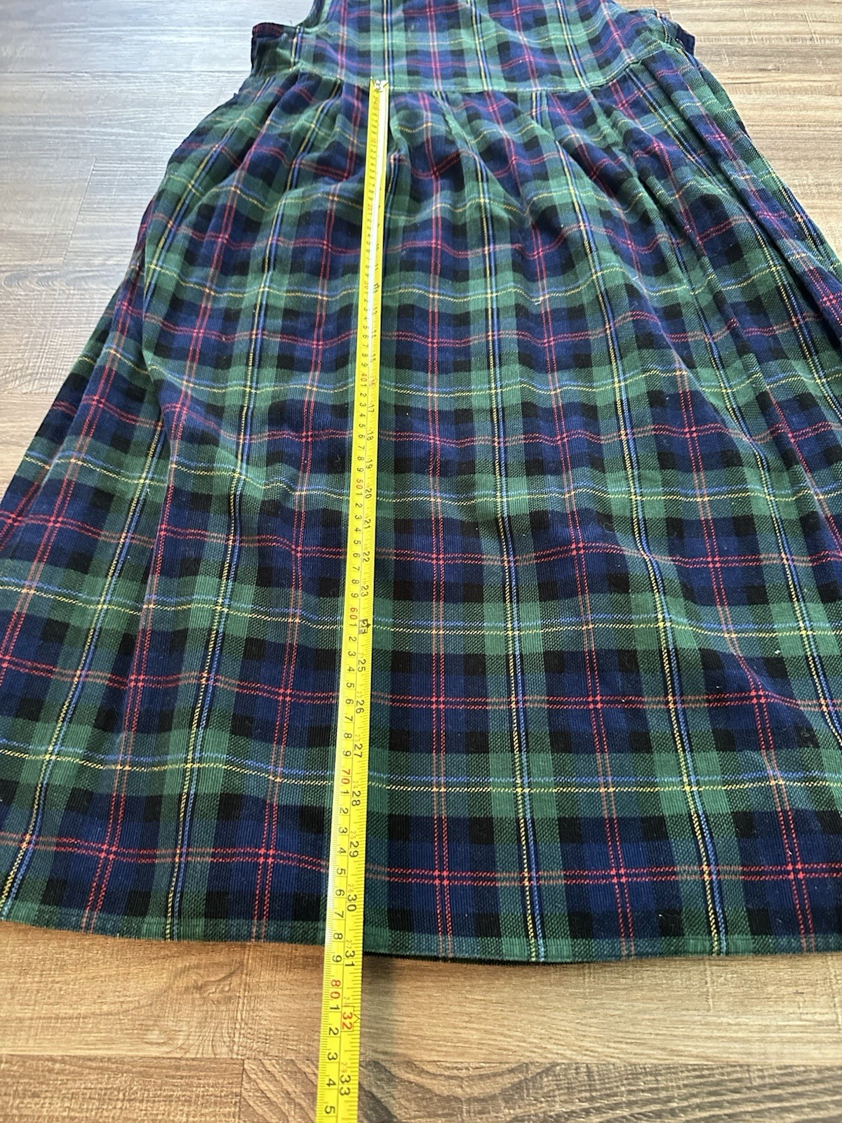 1980s FADS brand plaid corduroy jumper Tartan Plaid L Dress