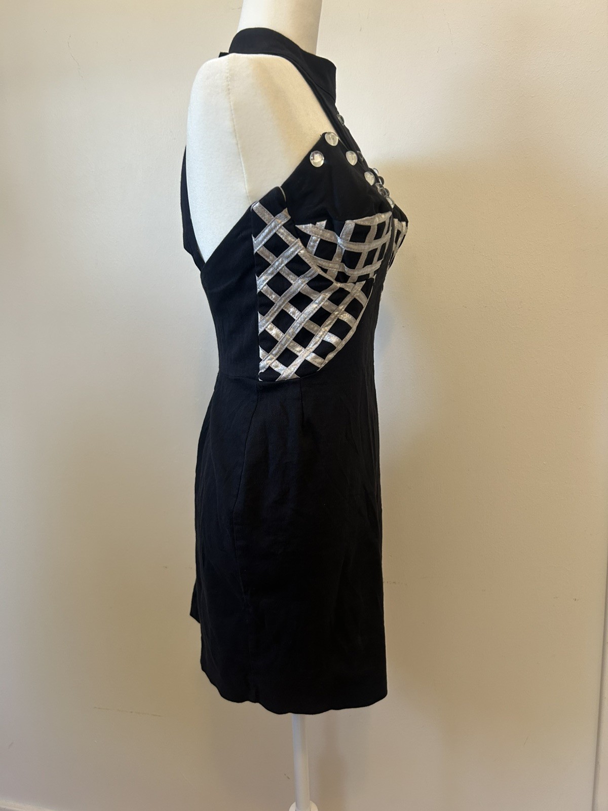 Vintage 80s/90s Private Club Studded Embellished Bustier Halter Bodycon Dress