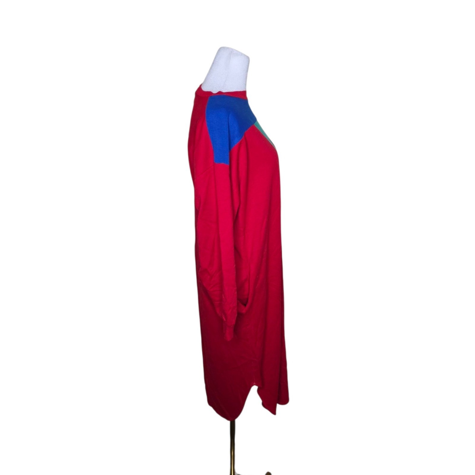 Vintage 80s Bloomies Long Sleeve Long Fleece Winter Nightgown Womens Size XL Red