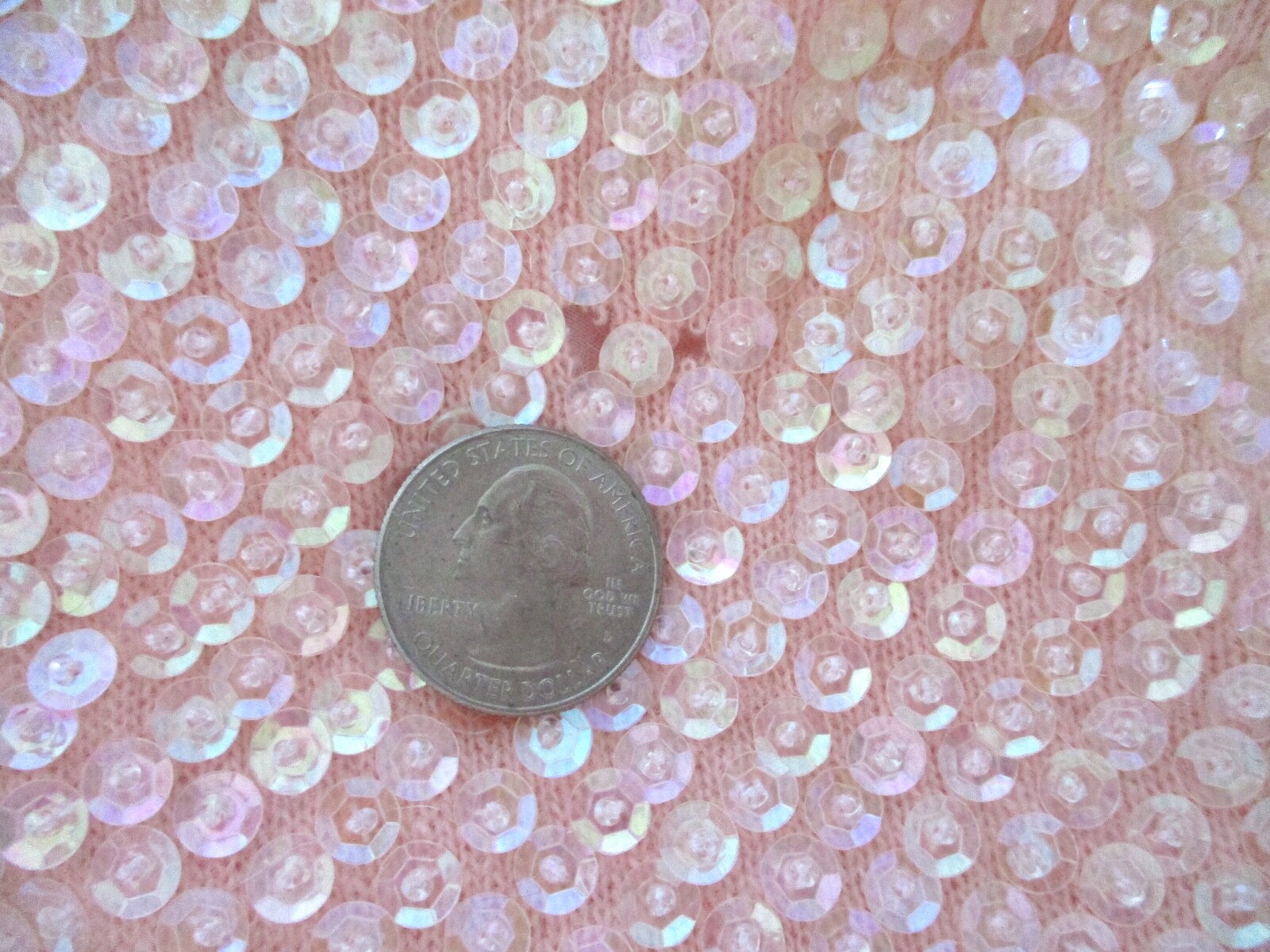 Vtg 50s pink lambswool? clear sequin bombshell cardigan sweater lined 40