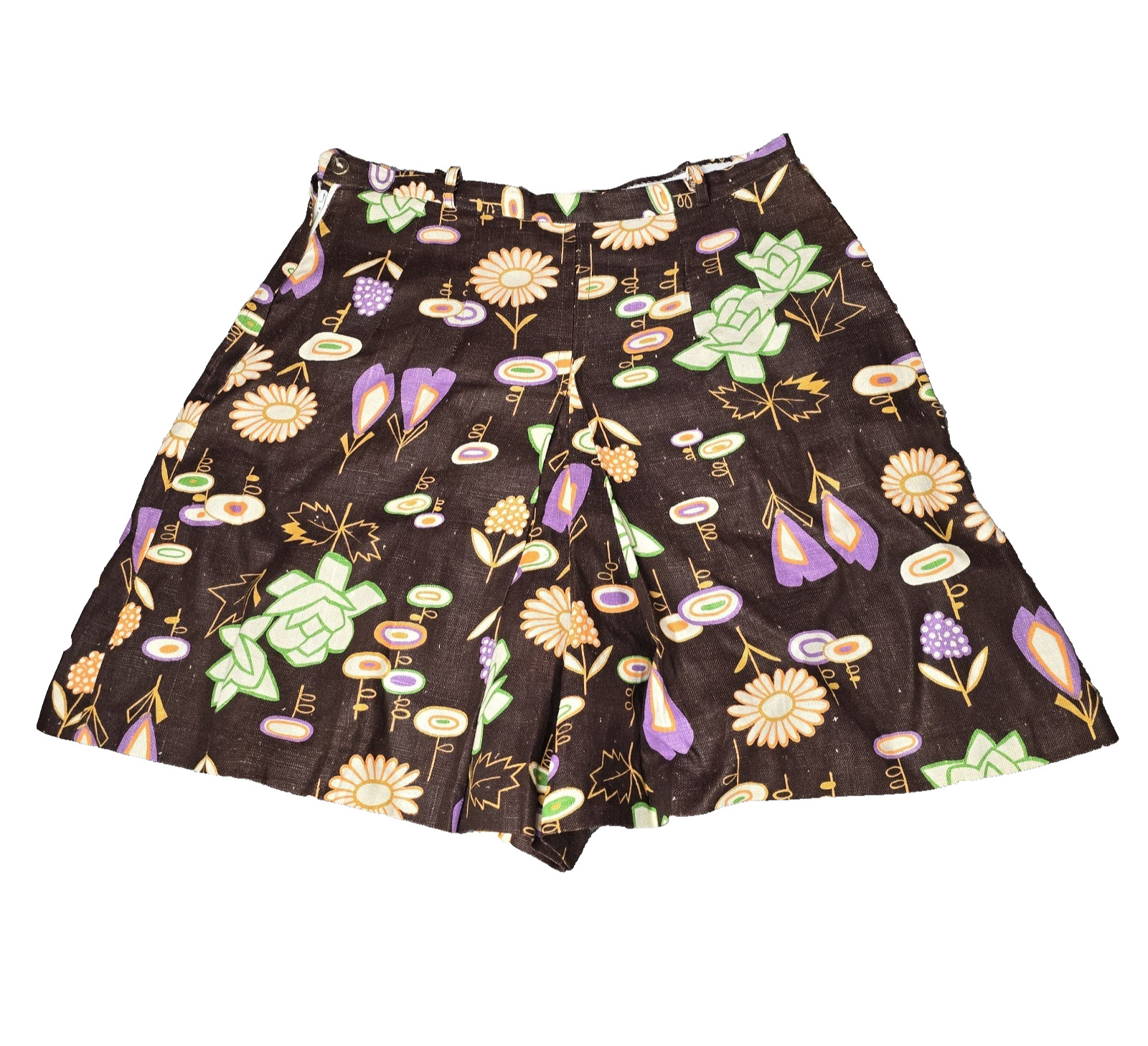 VTG 60s/70s Seaton Hall Floral Mod Linen Culotte Shorts – High Waisted Dopamine
