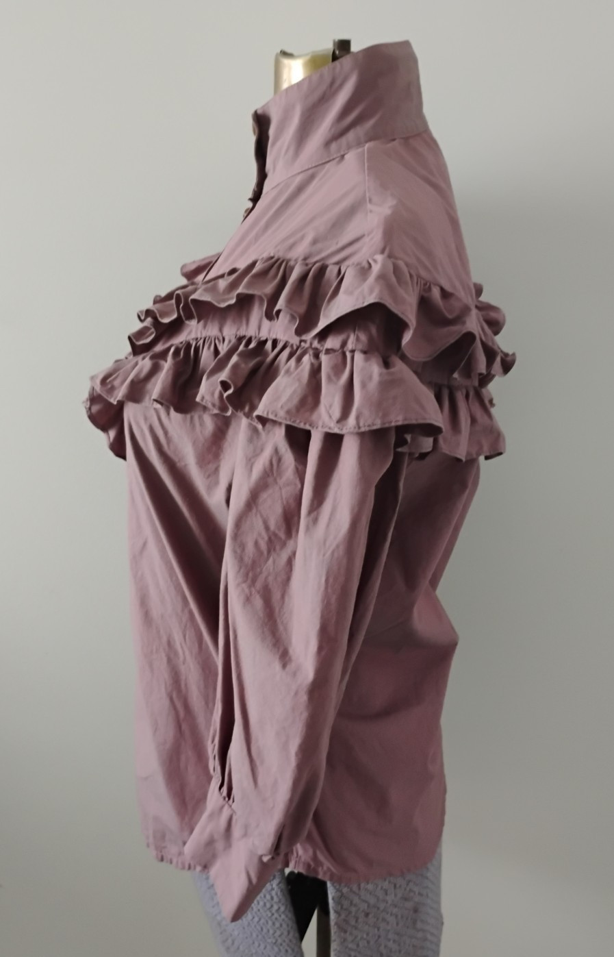 Vtg Janet Russo Ruffled Top Blouse Women’s 80’s Puff Sleeve High Neck 4 EC Mauve