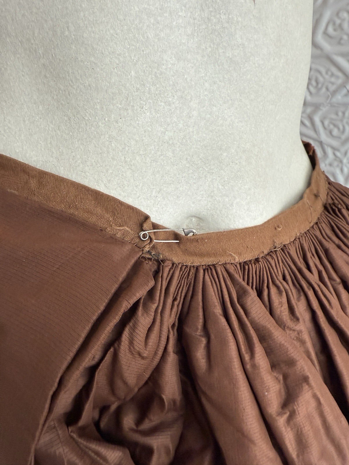 antique 2 piece victorian brown bridal ensemble bodice skirt 1800s small/xs
