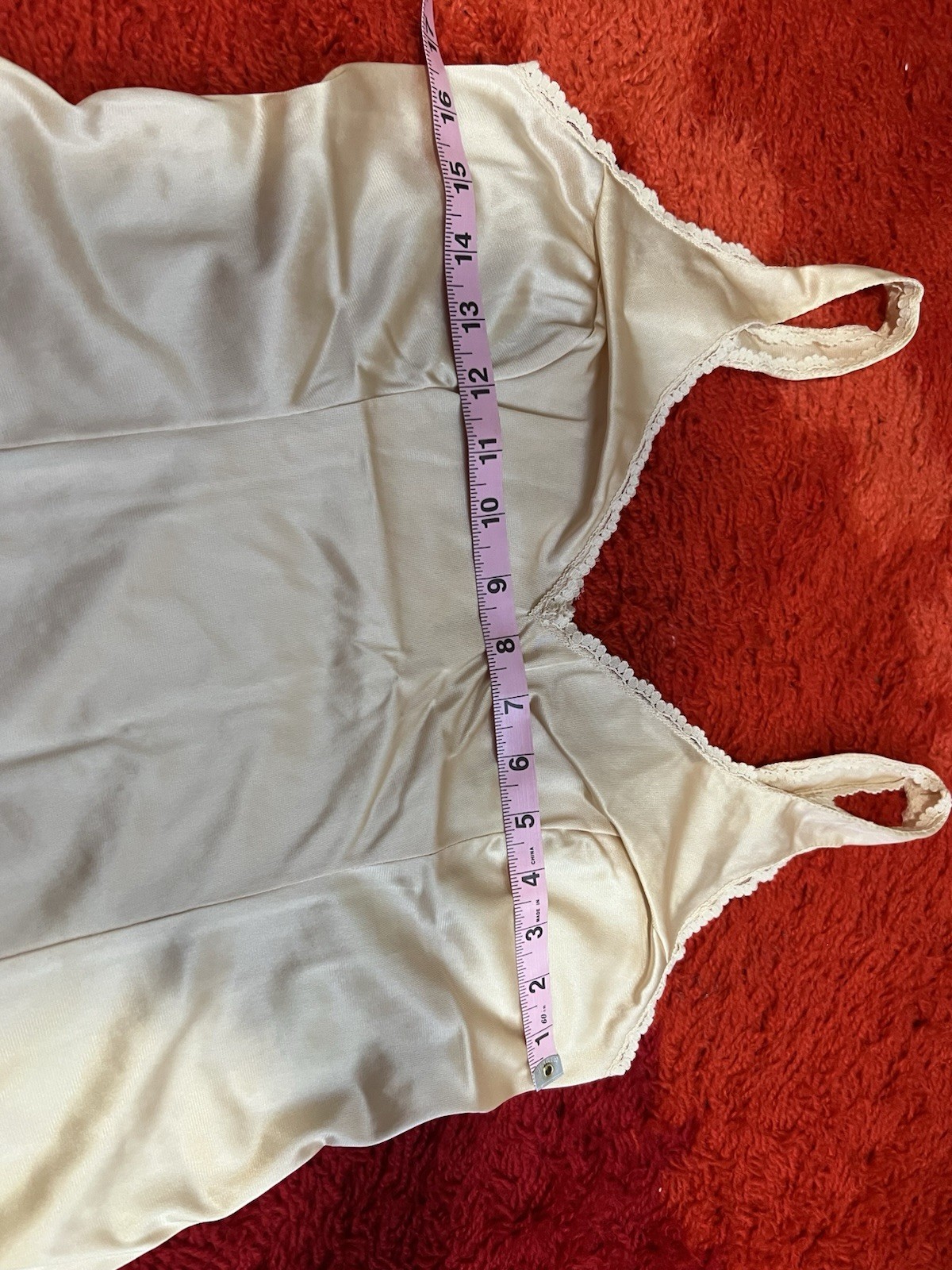 Vtg Kayser Camisole Beige Nude Lace Slip Feminine Coquette 36 USA Made Nice!