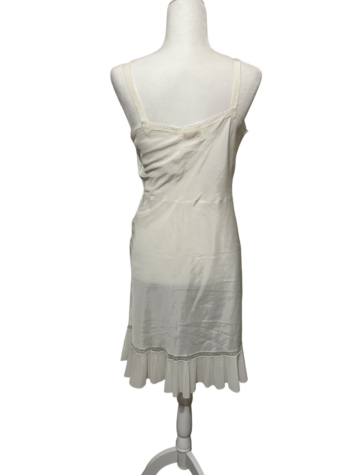 Vintage 50s Barbizon Endear Slip Dress White Tafredda Size S/M accordian hem
