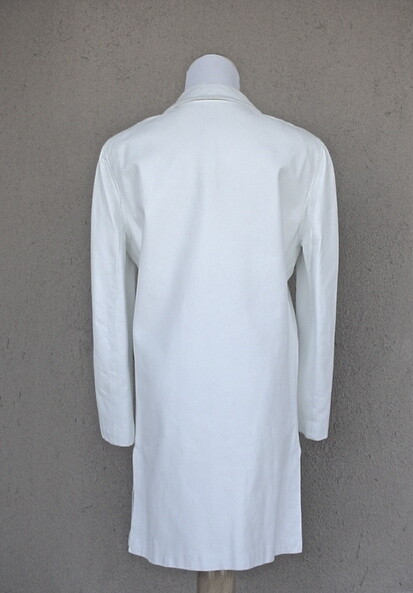 Vintage Mod Faux Leather Coat Womens Sz Small White Pleather 1970s