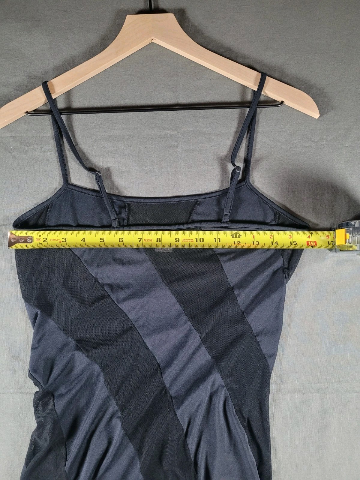 Vintage Y2K Frederick’s of Hollywood Black Sheer Mesh Panel Maxi Slip Dress M