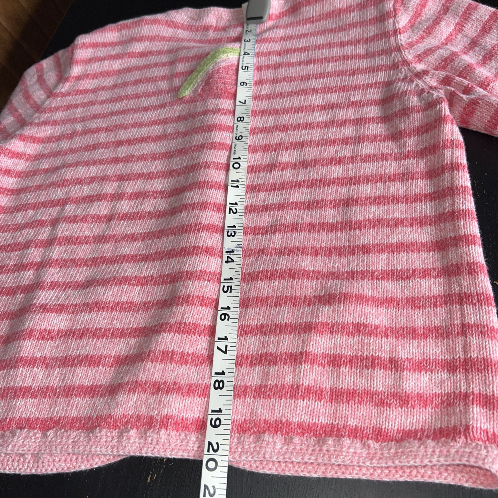 Vtg Christopher & Banks Pink Stripe Hand Stitched Sweater Watermelon Pocket Sz S