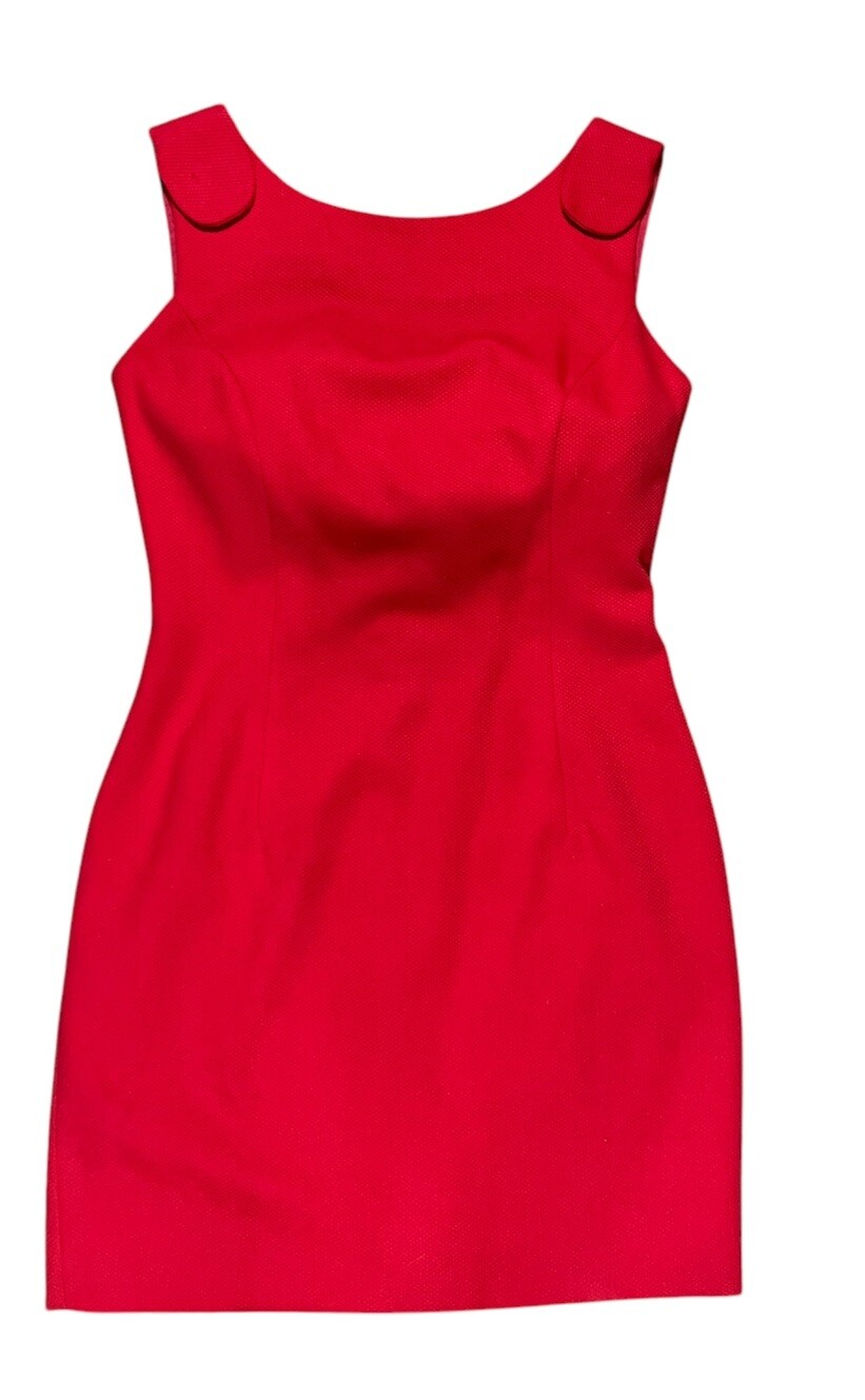Scaasi Designer Red Vintage Cutout Minidress Size 6 Sleeveless Bodycon Rare