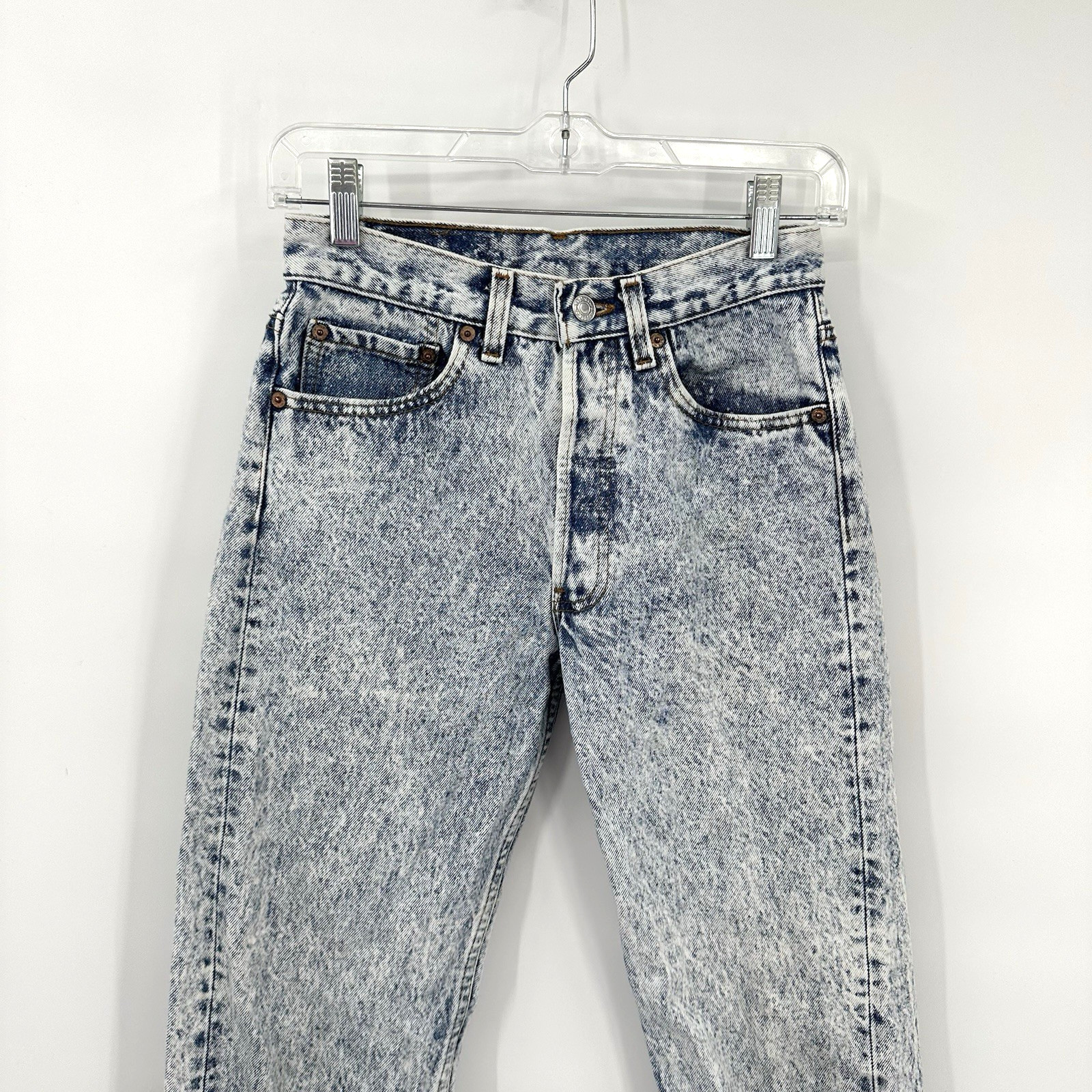 LEVIS 501 jeans acid wash blue 25W 31L US 2 4 vintage 80s 90s high rise straight