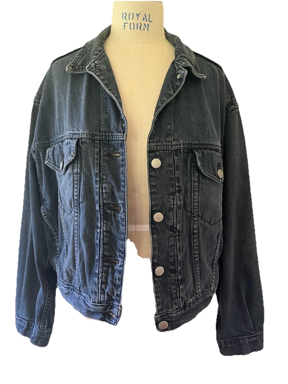 Vtg 80s Banana Republic Safari Dark Blue Denim Jean Jacket Women’s Bomber Style