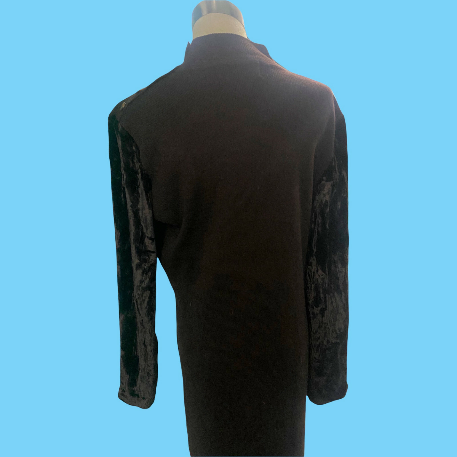 Vintage Nina Charles For Kasper ASL Brown Maxi Dress W/ Velvet Arms