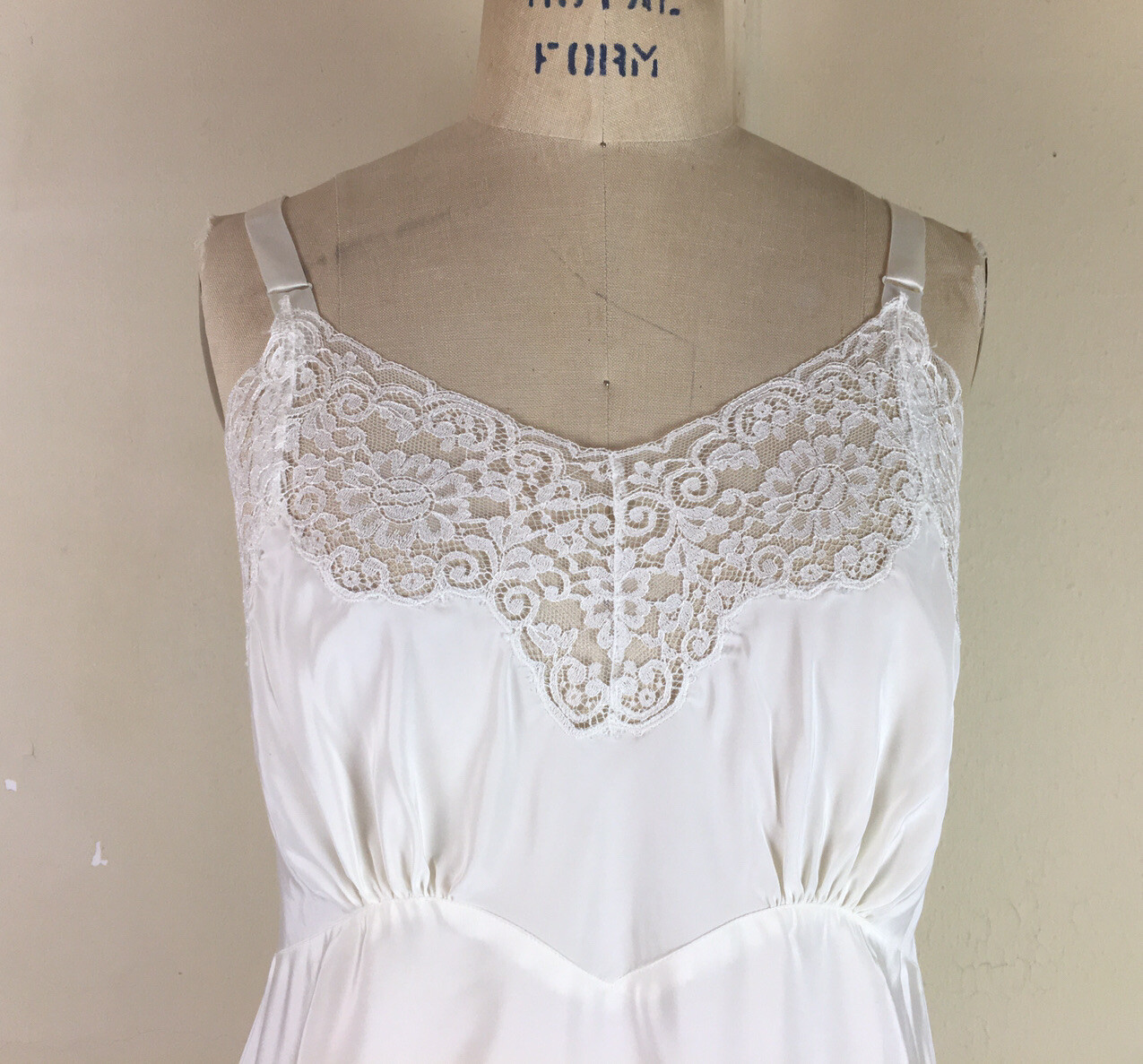 Vintage CORETTE White Slip Lace Trim Size 38 Unworn with Tag Lingerie