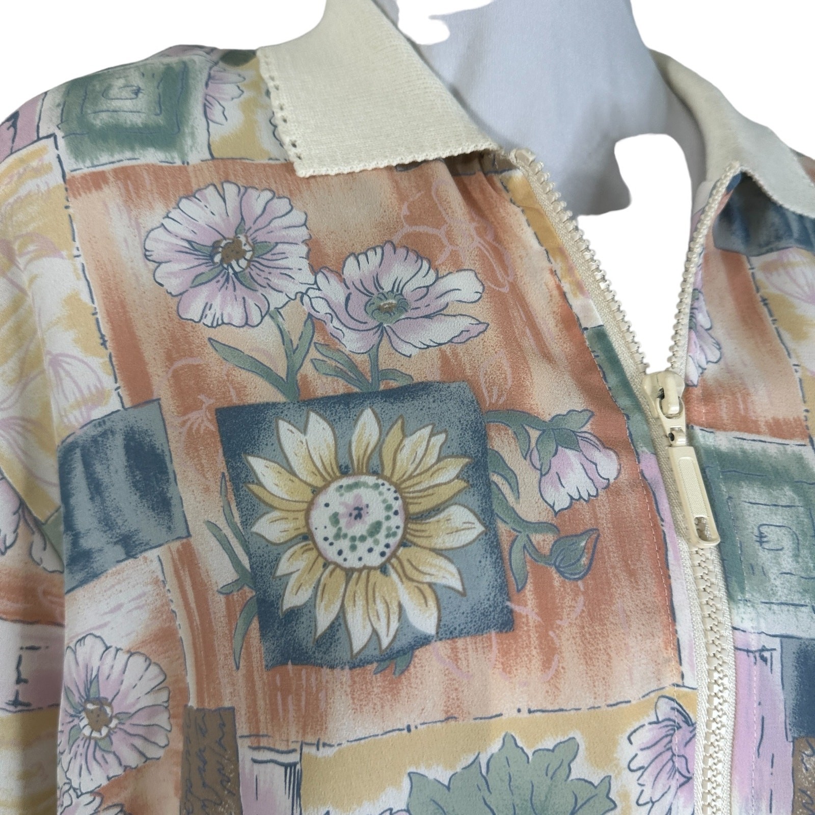 Vintage 1990s Teddi Pastel Multi Print Lightweight Jacket Windbreaker L/XL