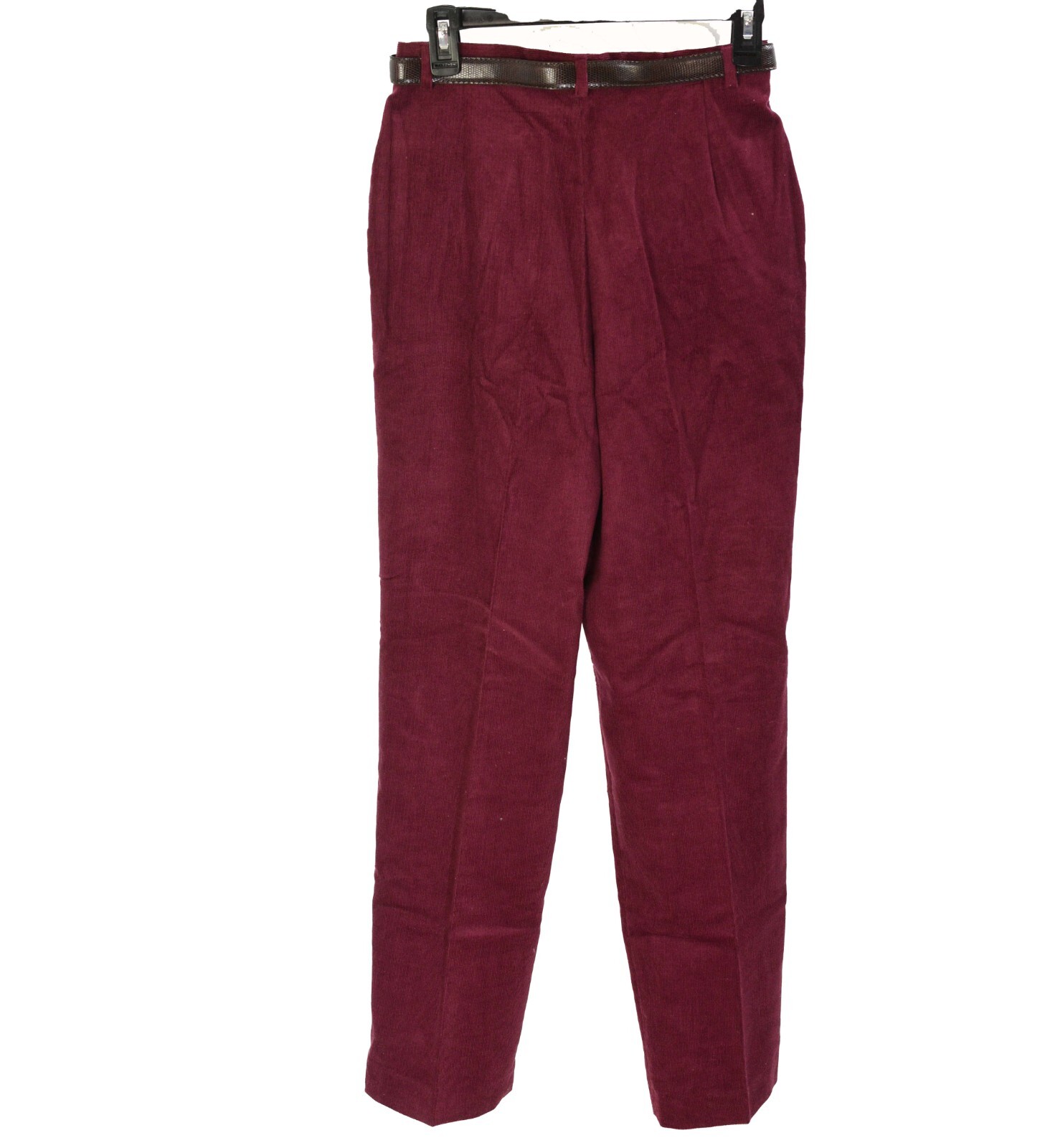 90s Vintage Haggar Red Corduroy High Waist Pleated Pants Belted Womens 4 Office