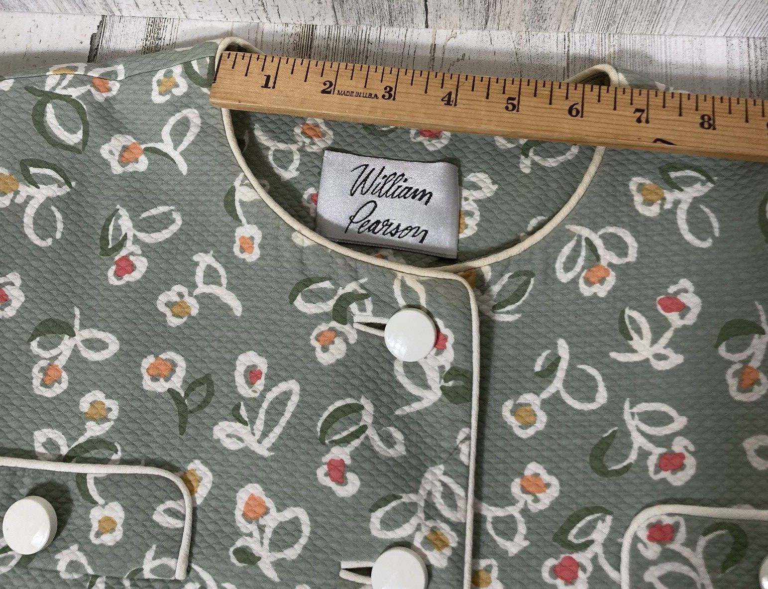 William Pearson Shift House Dress Woman XL Green Orange White Knee Length