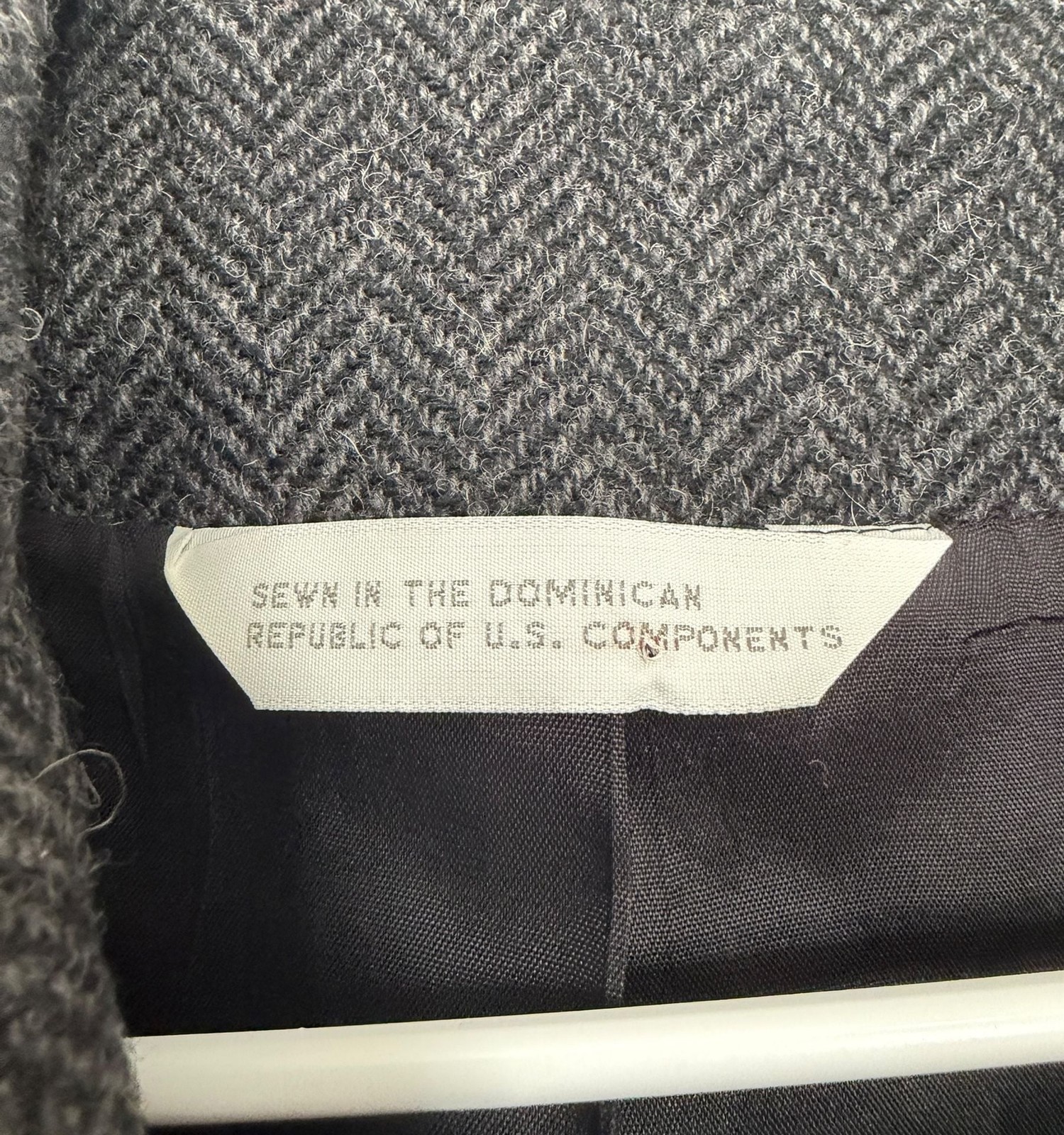 Vintage Barclay Square Gray Herringbone Wool Blend Skirt Suit Set 12 Academia