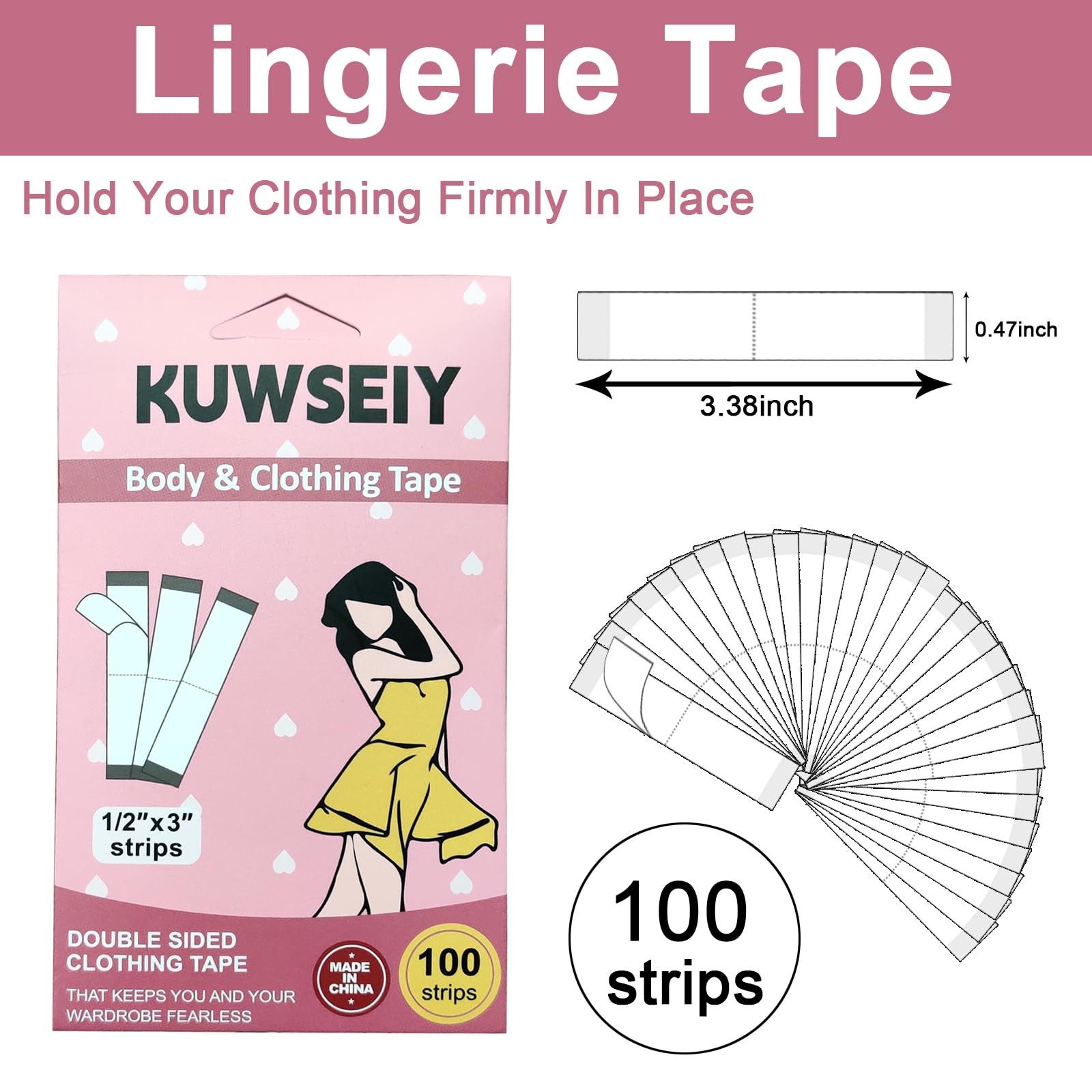 SHOPOSR Double Sided Fashion Tape 100 Strips Clear Body Fabric Tape FROM USA