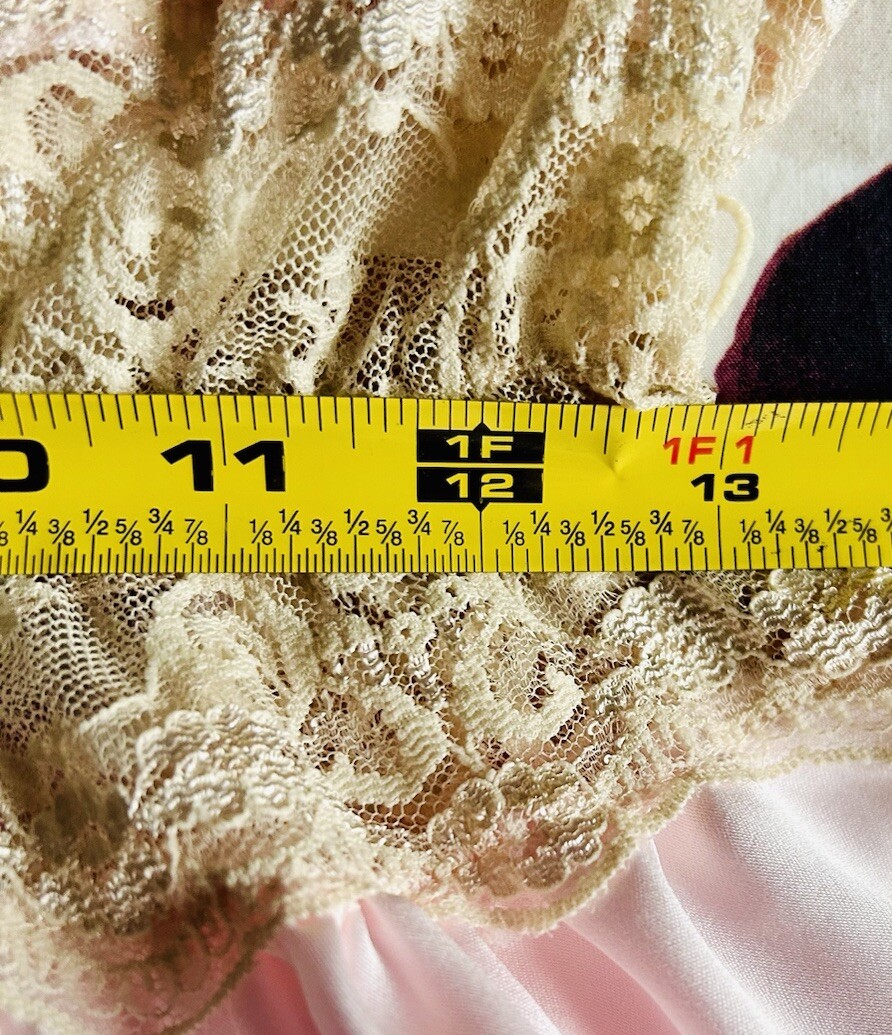 Rare Vintage Lily Of France Teddy Romper Pink Satin Lingerie With Lace Sz M EUC