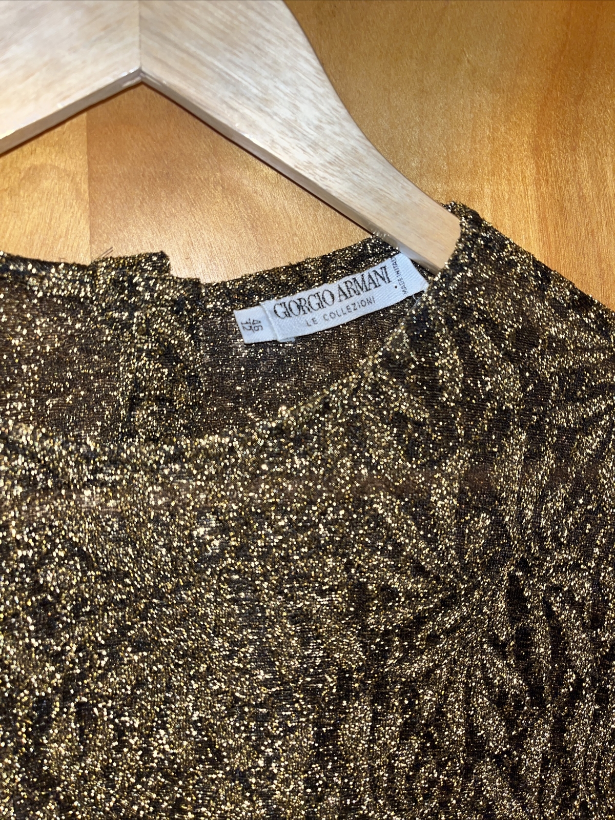 Giorgio Armani Vintage Gold & Metallic Ladies Tunic Style Blouse Size 46/12