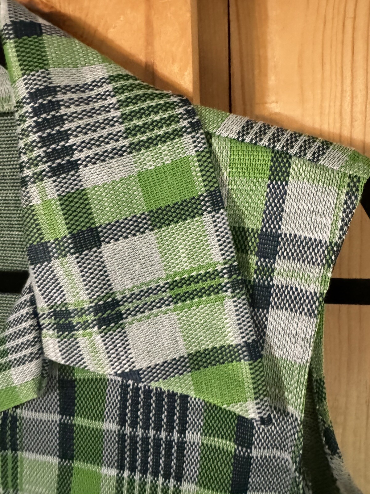 1970s Green Plaid Button Up Vest Shirt W/pockets M/L Nerd Secretary Librarian