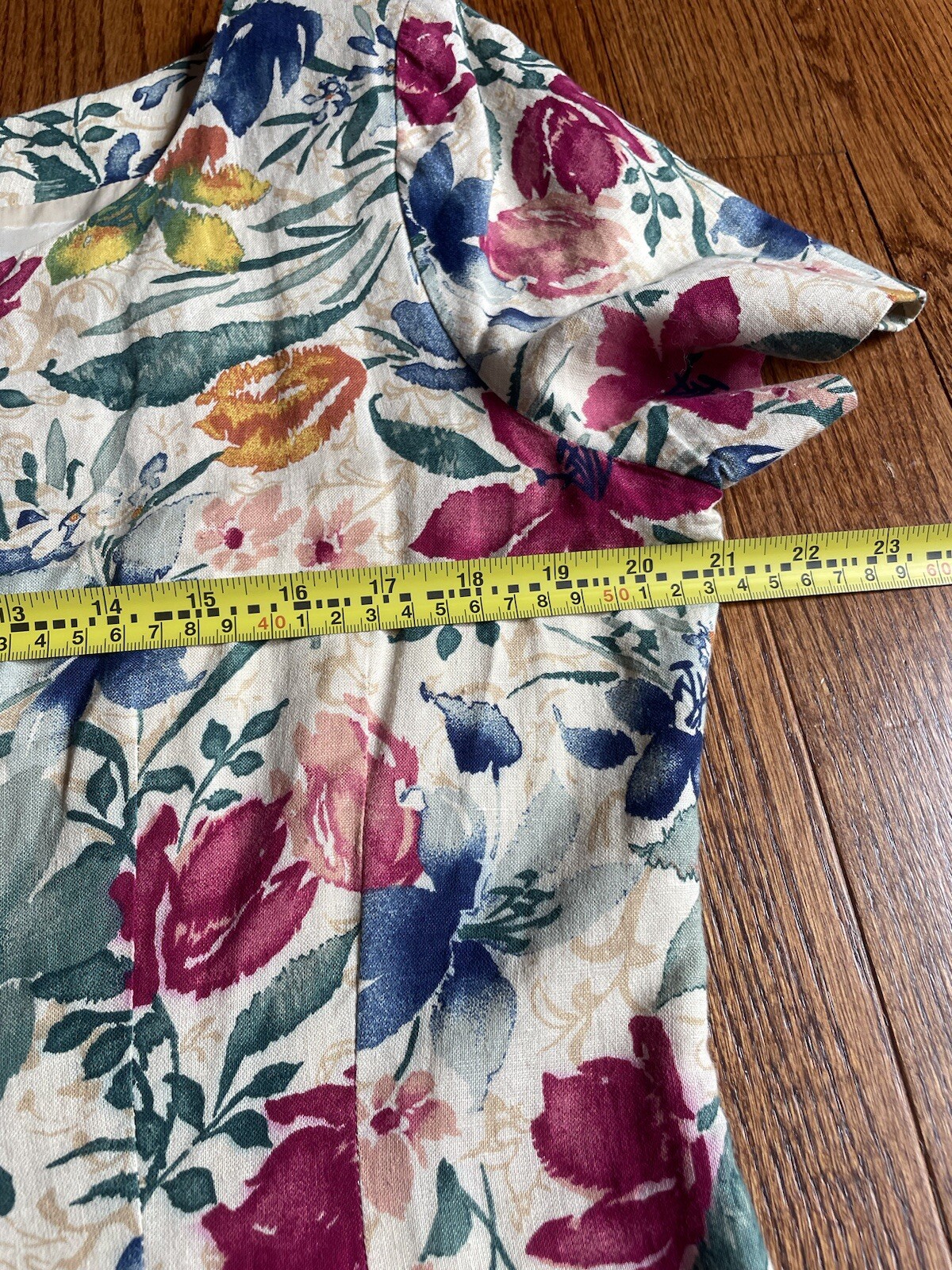 Vintage Maggie London Dress 10 Cottage Core Linen Cotton Button Long 90s Modest