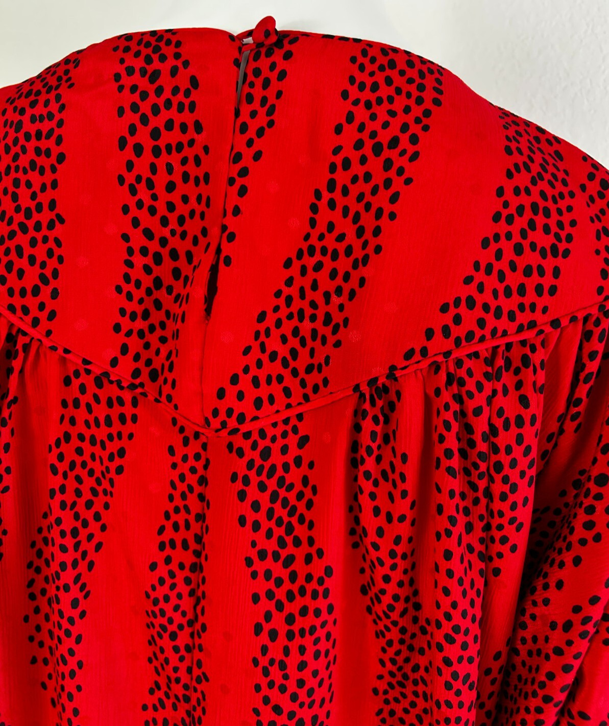 80s Billy Jack for Her Dress Womens Size Small Polka Dot Batwing Red Black