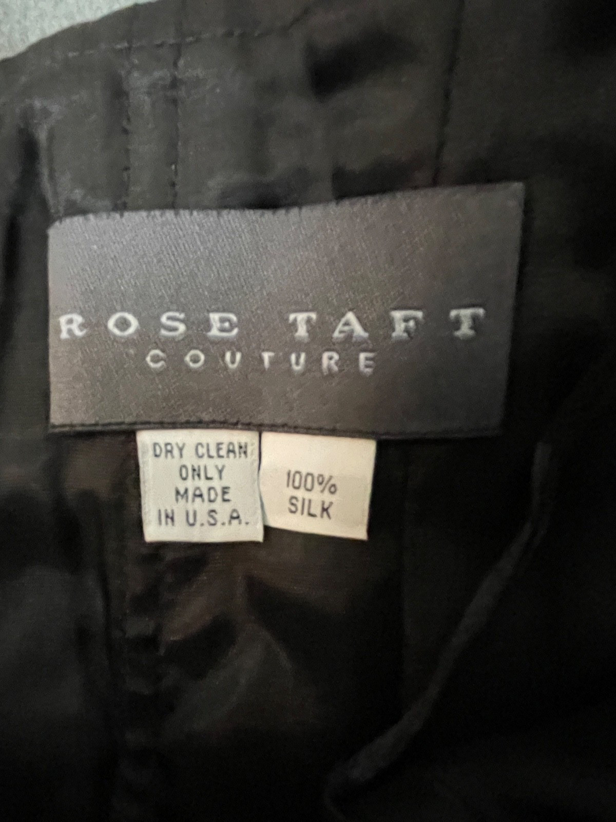 Vintage Rose Taft Couture Evening Gown Bolero Jacket 10 Black Silk Formal Gala