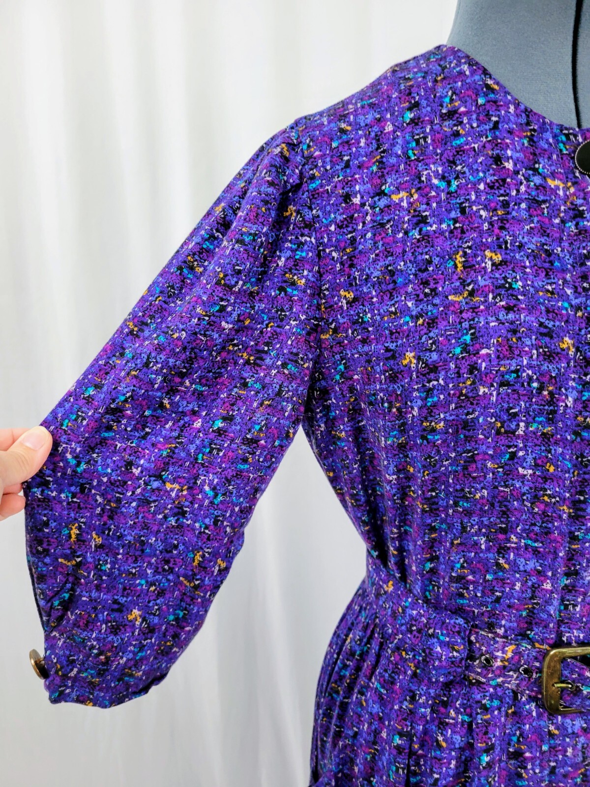Vintage VLP Petites Purple Button Down Dress w Matching Belt Size S?