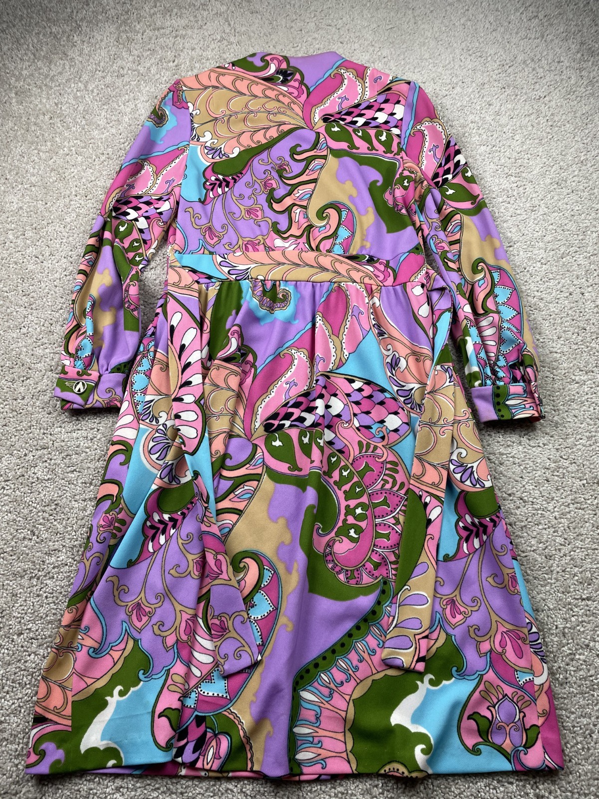 Vintage 60s Jack Needleman Anjac Mod Dress Medium Psychedelic Hippie Boho 70s