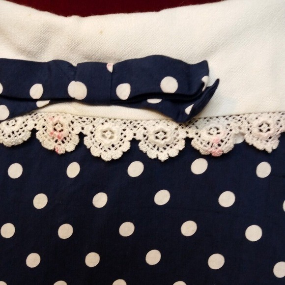 Vtg Homemade 70s Sailor Nautical poke a dot Dress small See Measurements