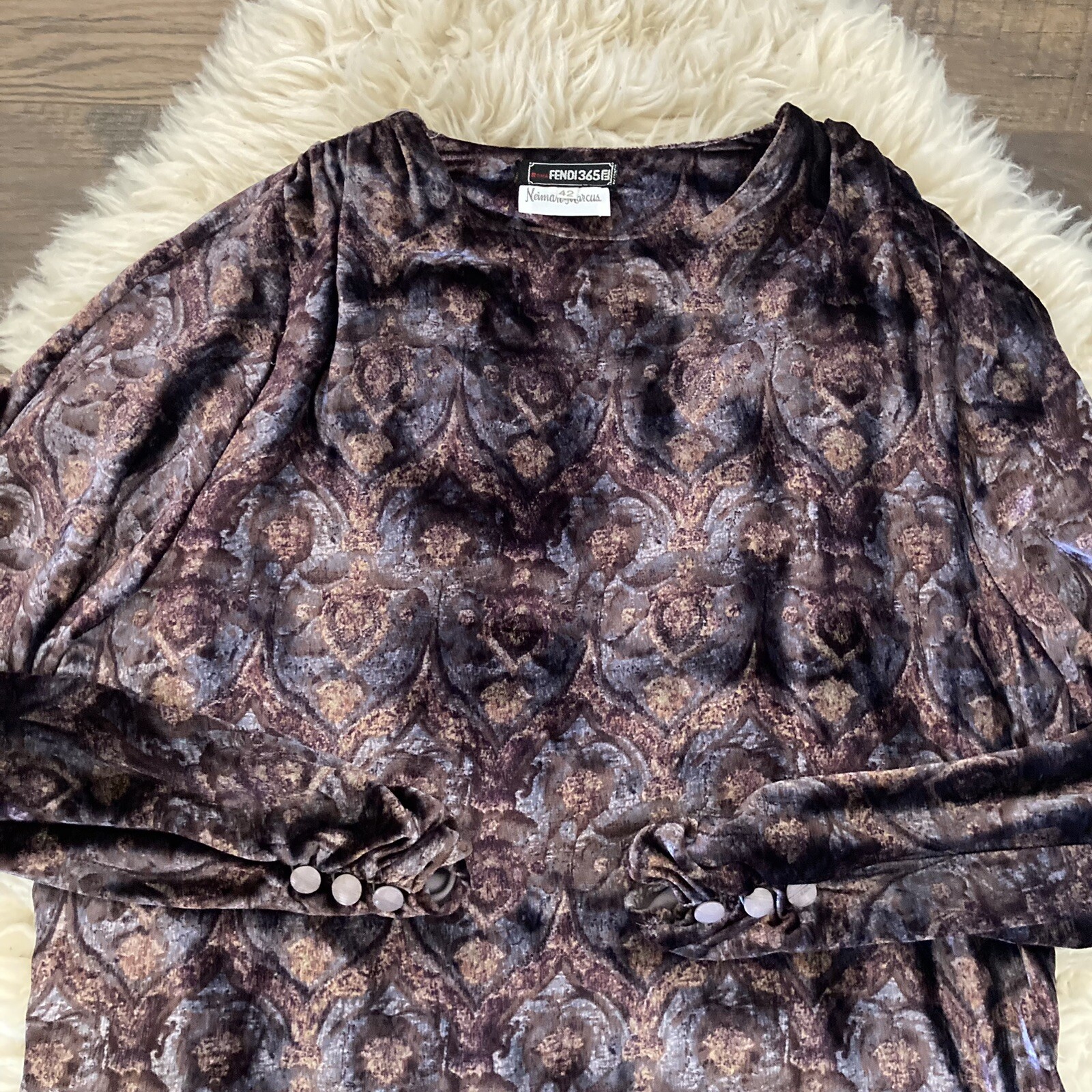 Vintage 70’s FENDI 365 for Neiman Marcus Tapestry Velvet Blouse Sz 42 / 6 US