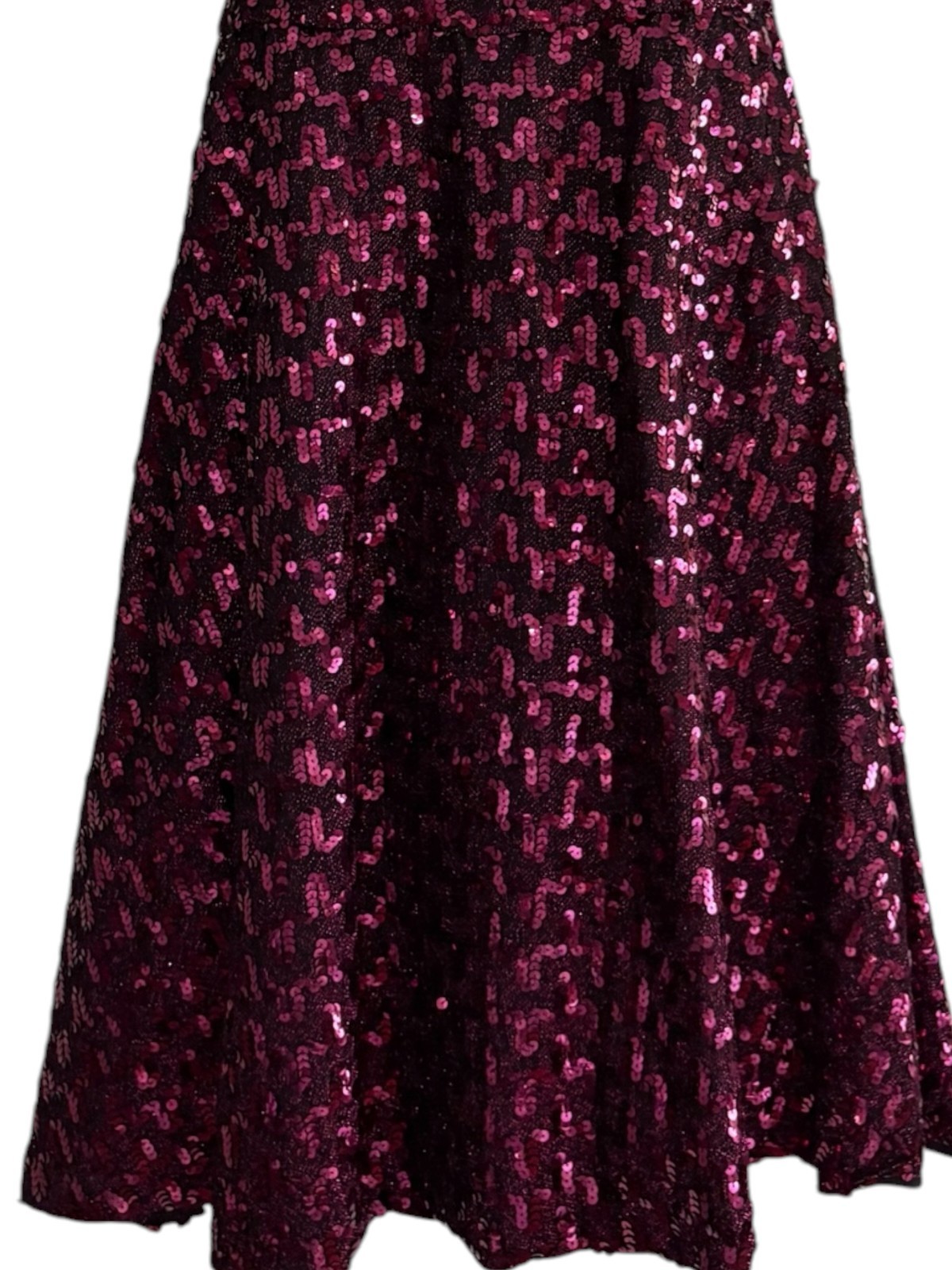 Vintage 70s Sequin Formal Gown Purple Strapless Evening Dress Mike Benet S/M