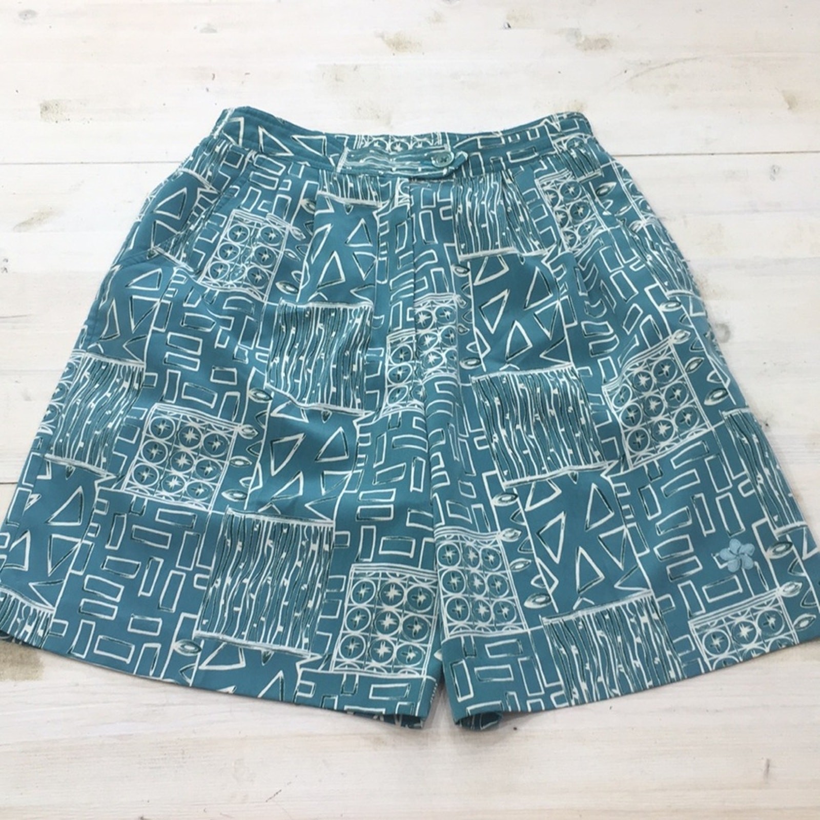 Vintage Lily of Beverly Hills pleated hi rise mom printed shorts sz 6