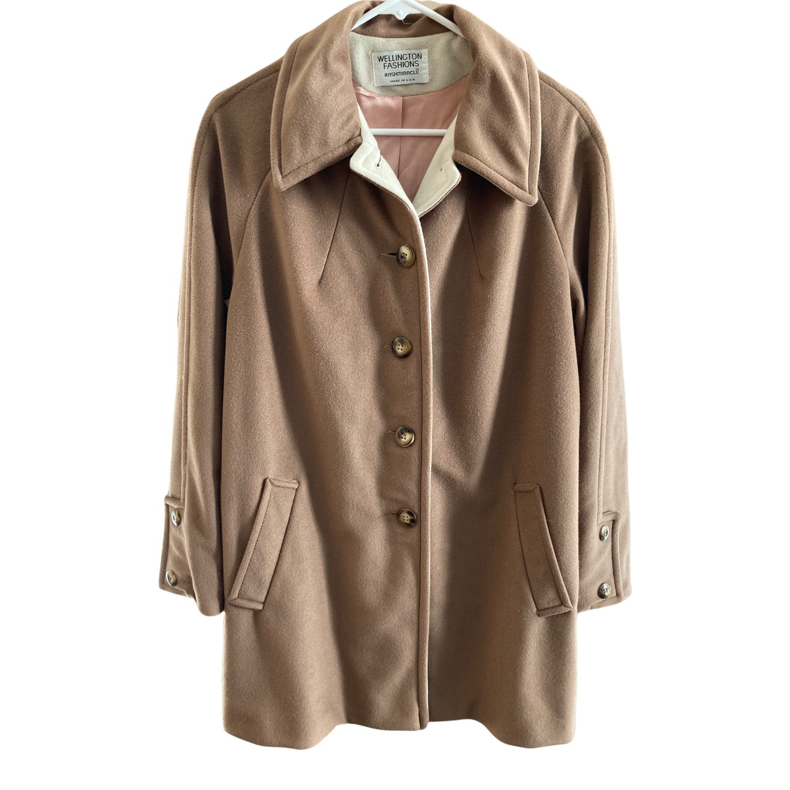 Wellington Fashions Dress Coat Jacket Camel Kashmiracle Lined Vintage Medium