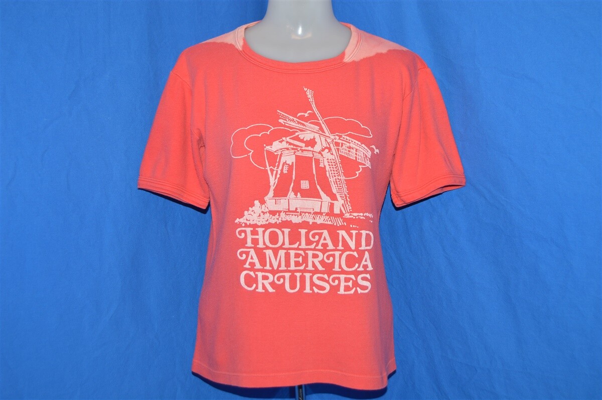 vintage 80s HOLLAND AMERICA CRUISES LINE WINDMILL RED BLEACH WOMENS t-shirt S