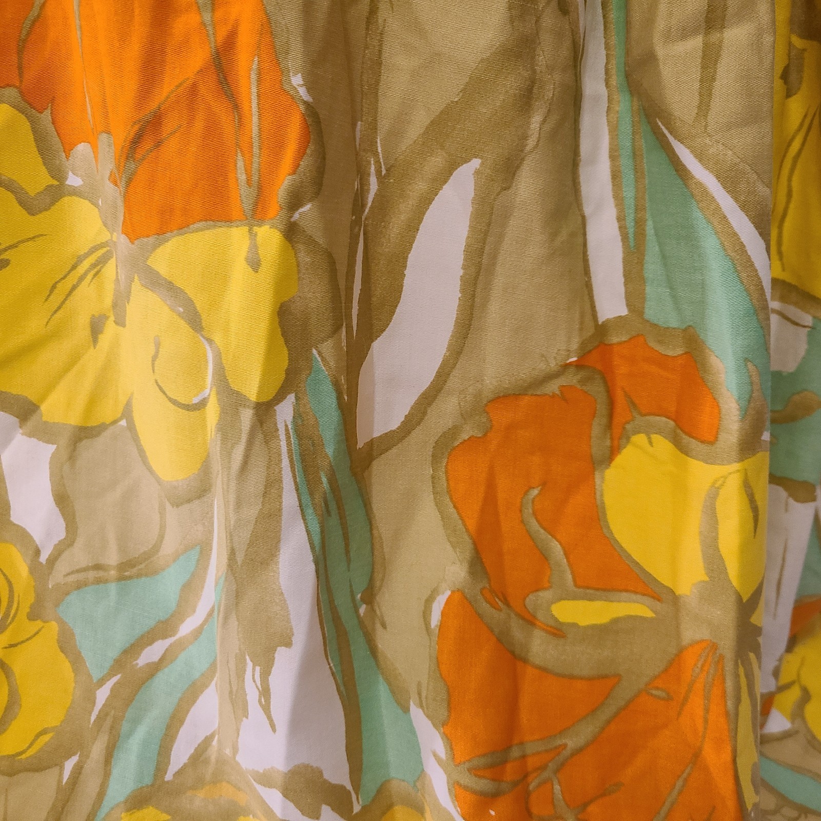 Vtg 60’s Loungecraft Original Floral Cocktail Dress XS Yellow Orange Tan Mad Men